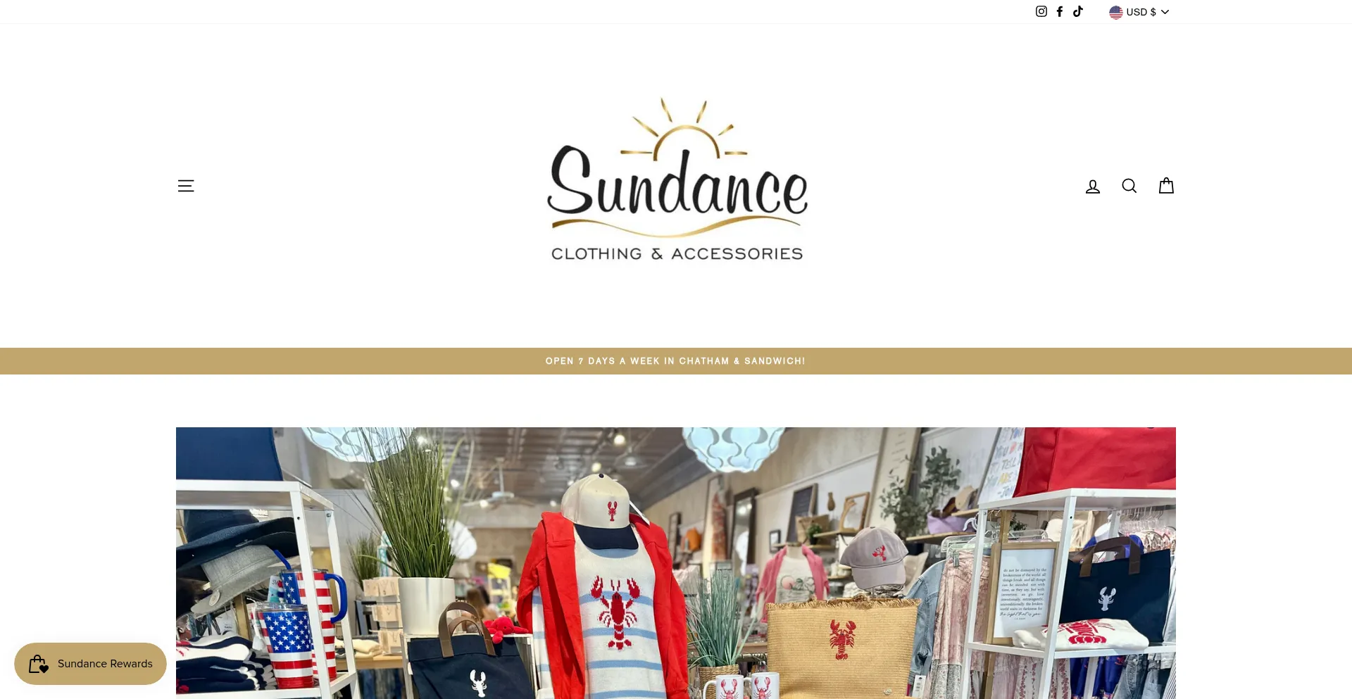 Website screenshot of Sundanceclothing.com