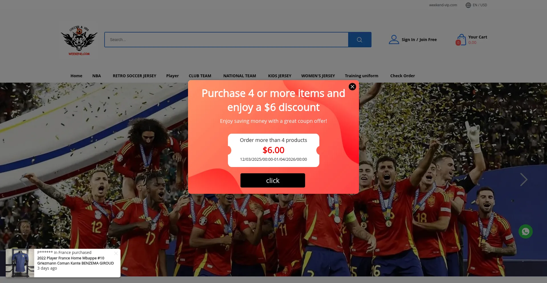 Website screenshot of Sunday-vip.com