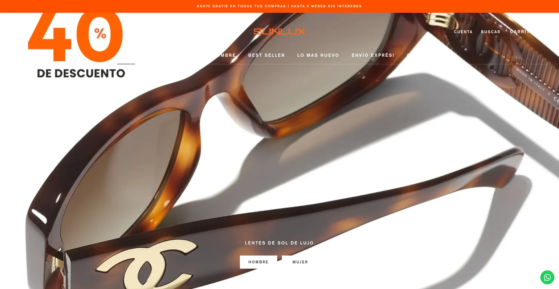 Website screenshot of Sunluxmx.com