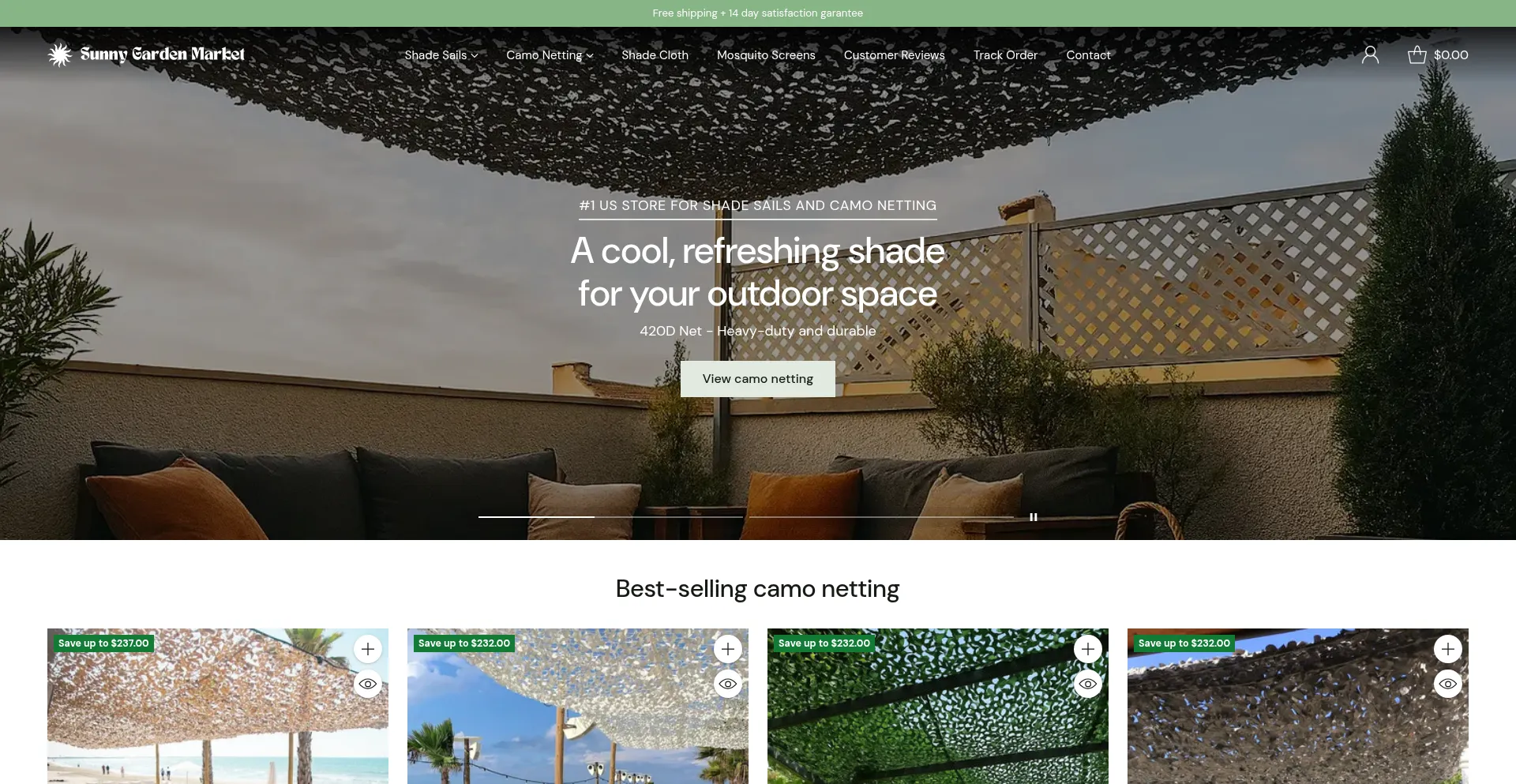 Website screenshot of Sunny-garden-market.com