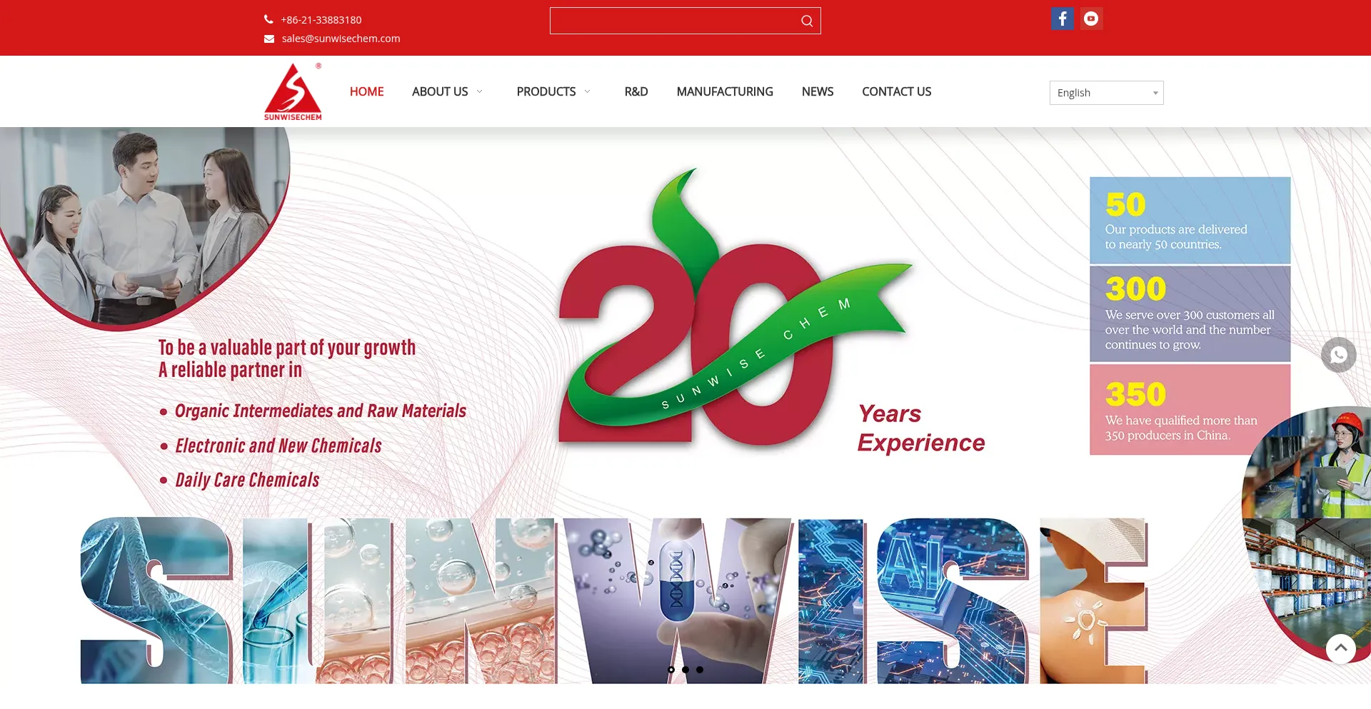 Website screenshot of Sunwisechem.com
