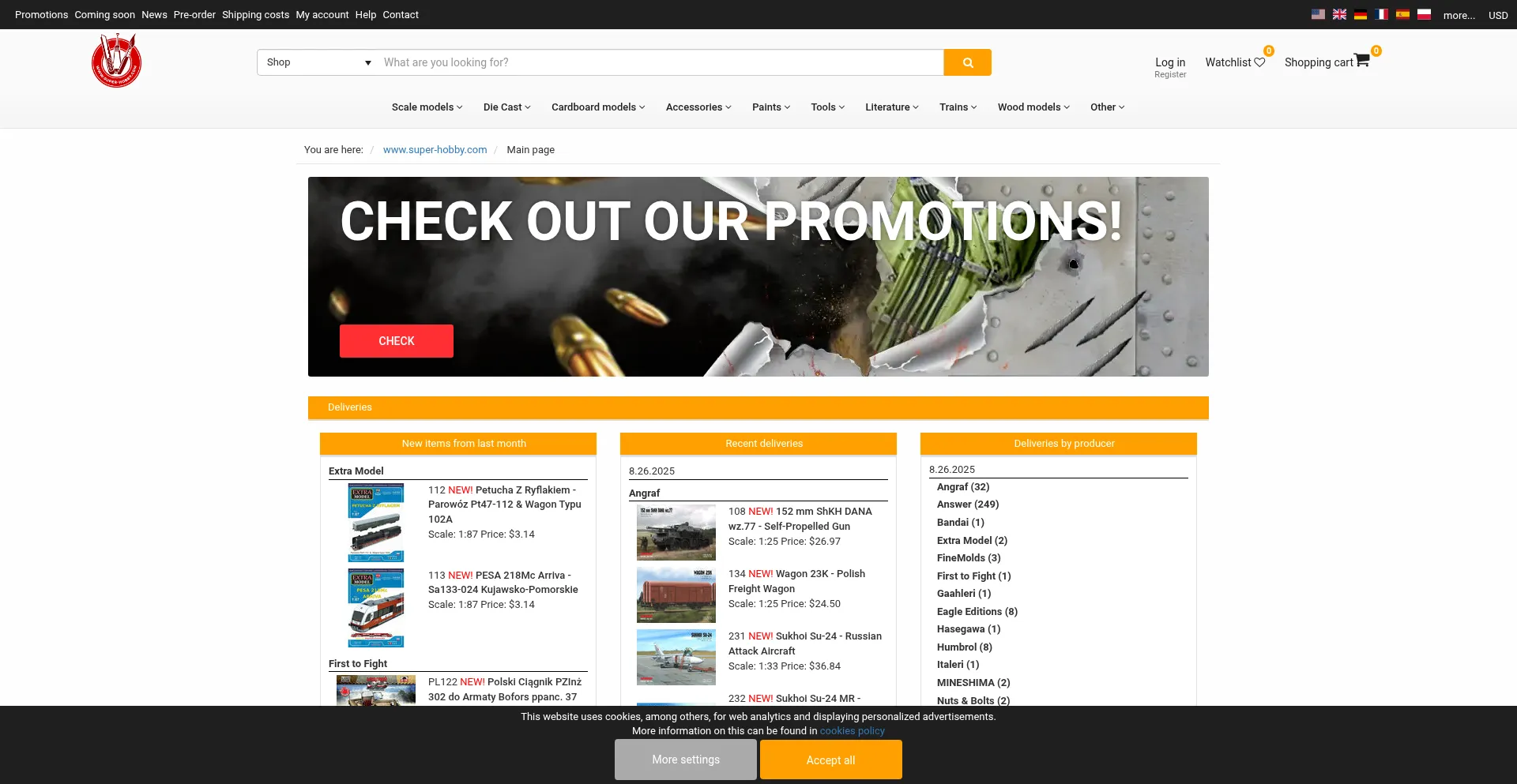 Website screenshot of Super-hobby.com