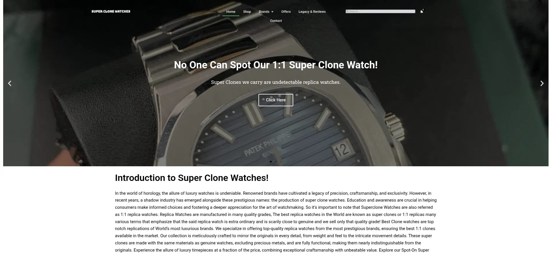 Website screenshot of Superclonewatches.is