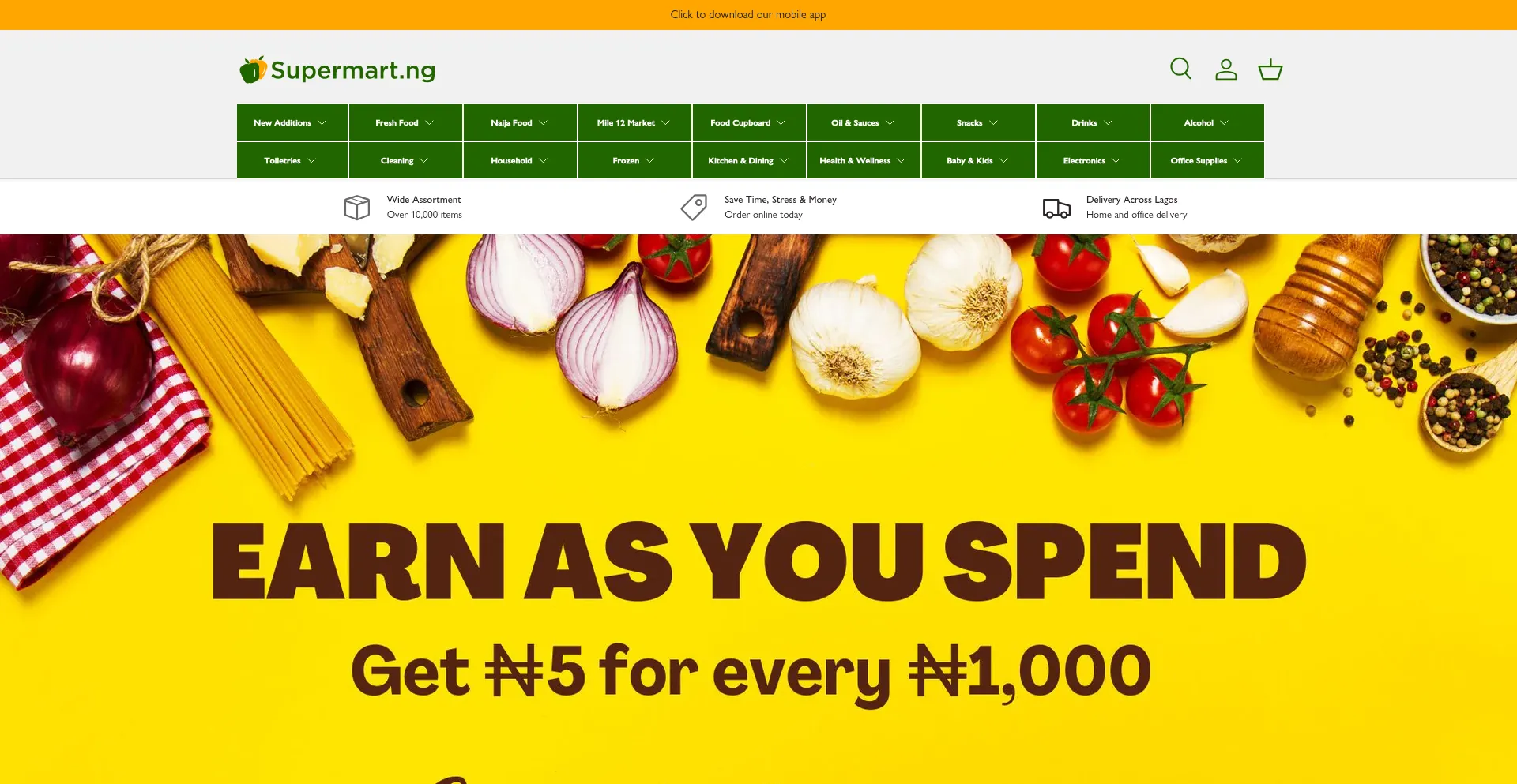 Website screenshot of Supermart.ng