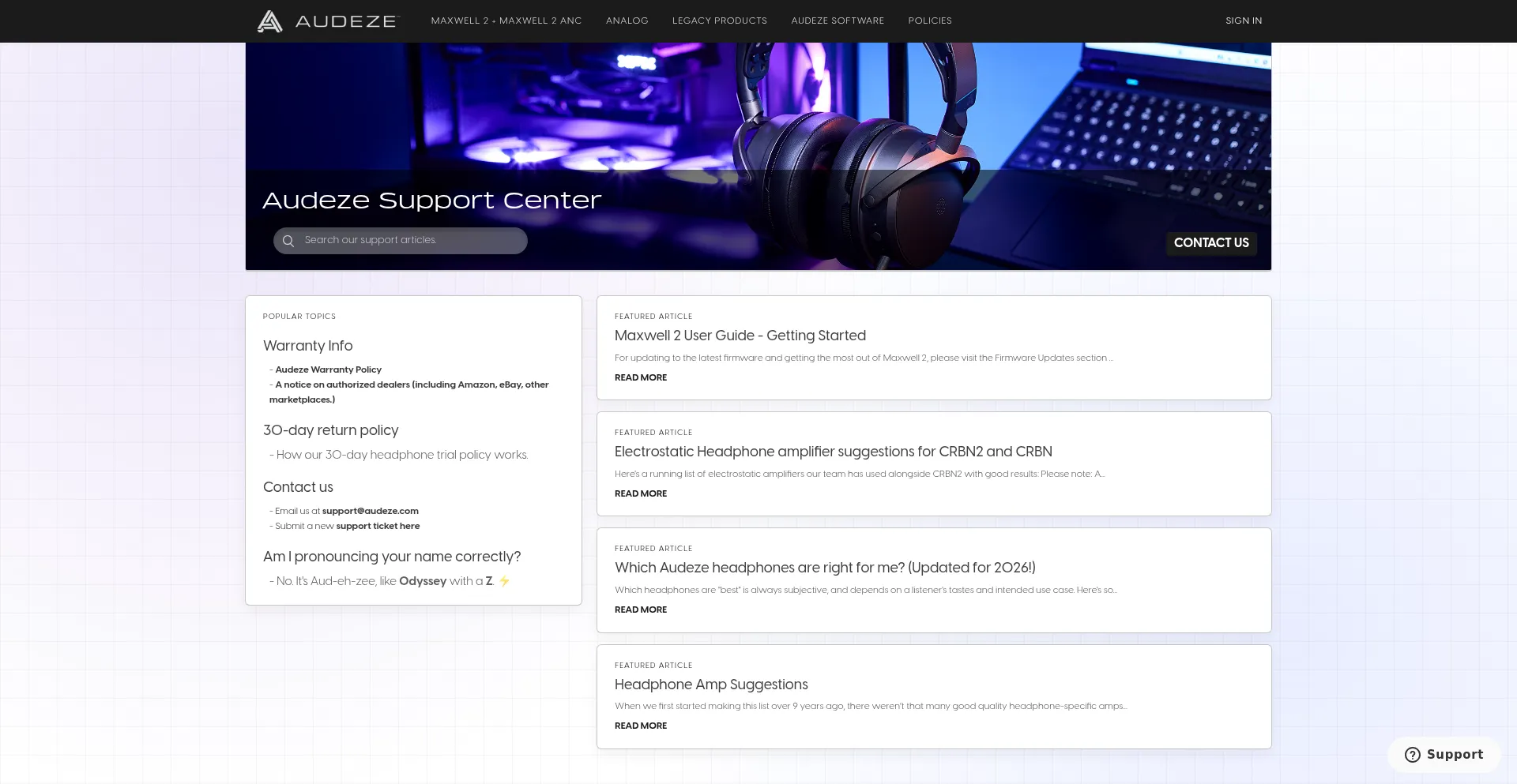 Support.audeze.com