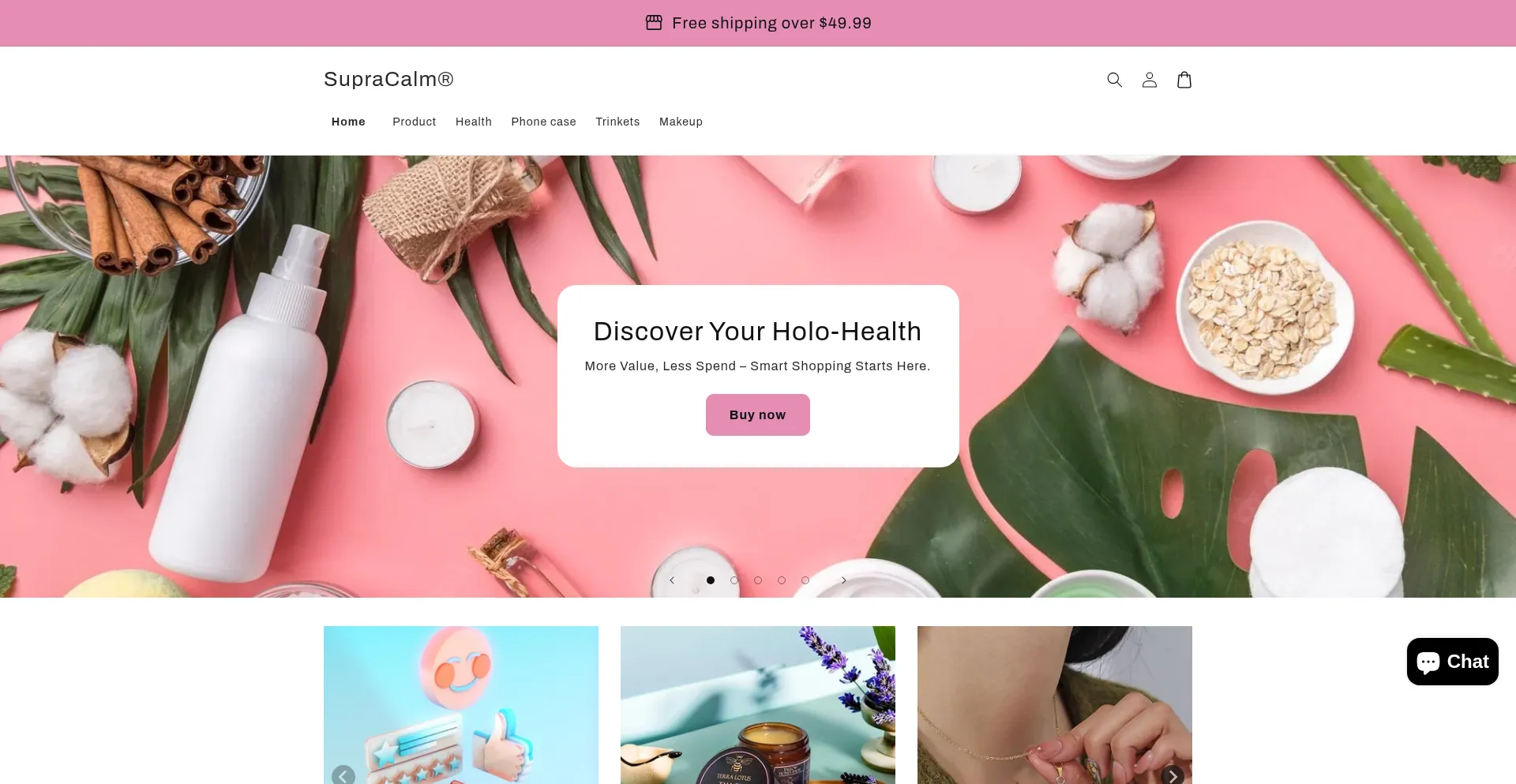 Website screenshot of Supra-calm.com