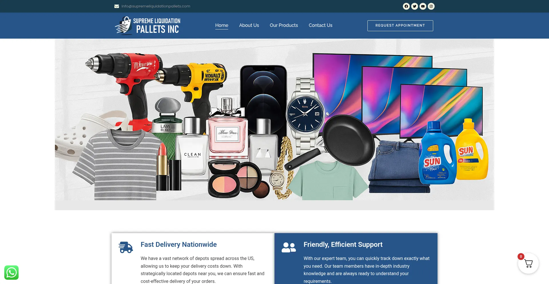 Website screenshot of Supremeliquidationpallets.com