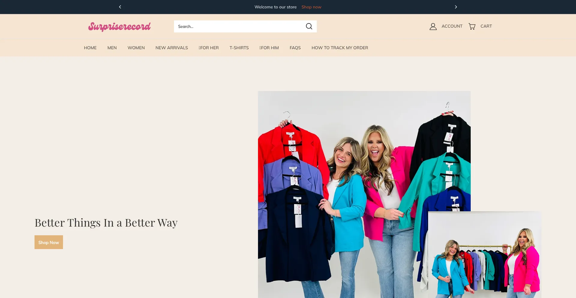 Website screenshot of Surpriserecord.com