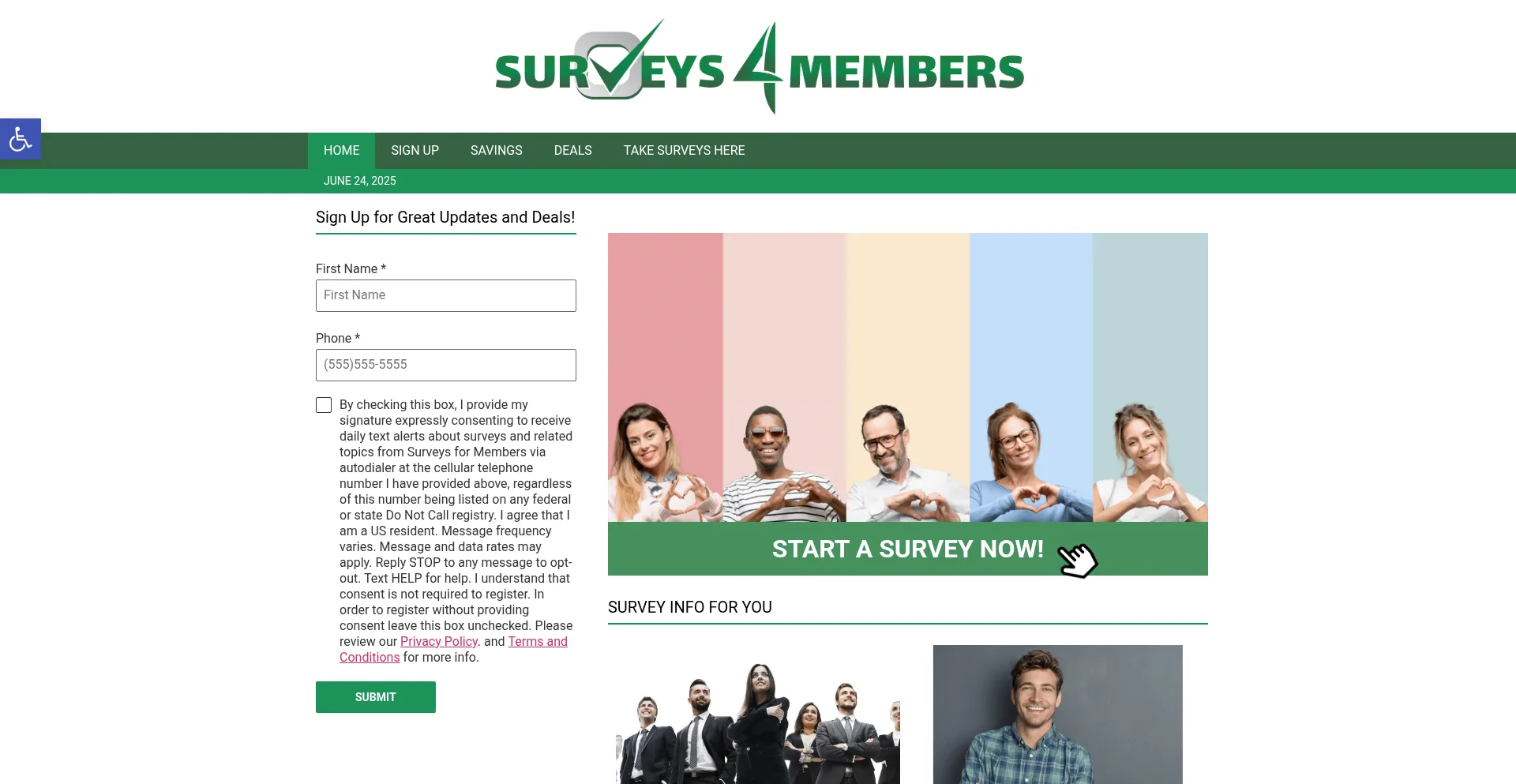 Website screenshot of Surveys4members.com
