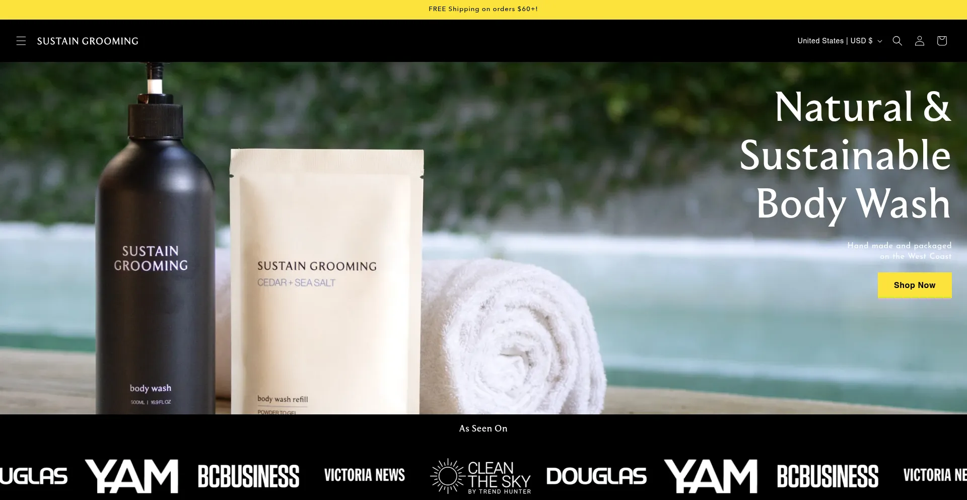 Website screenshot of Sustaingrooming.com