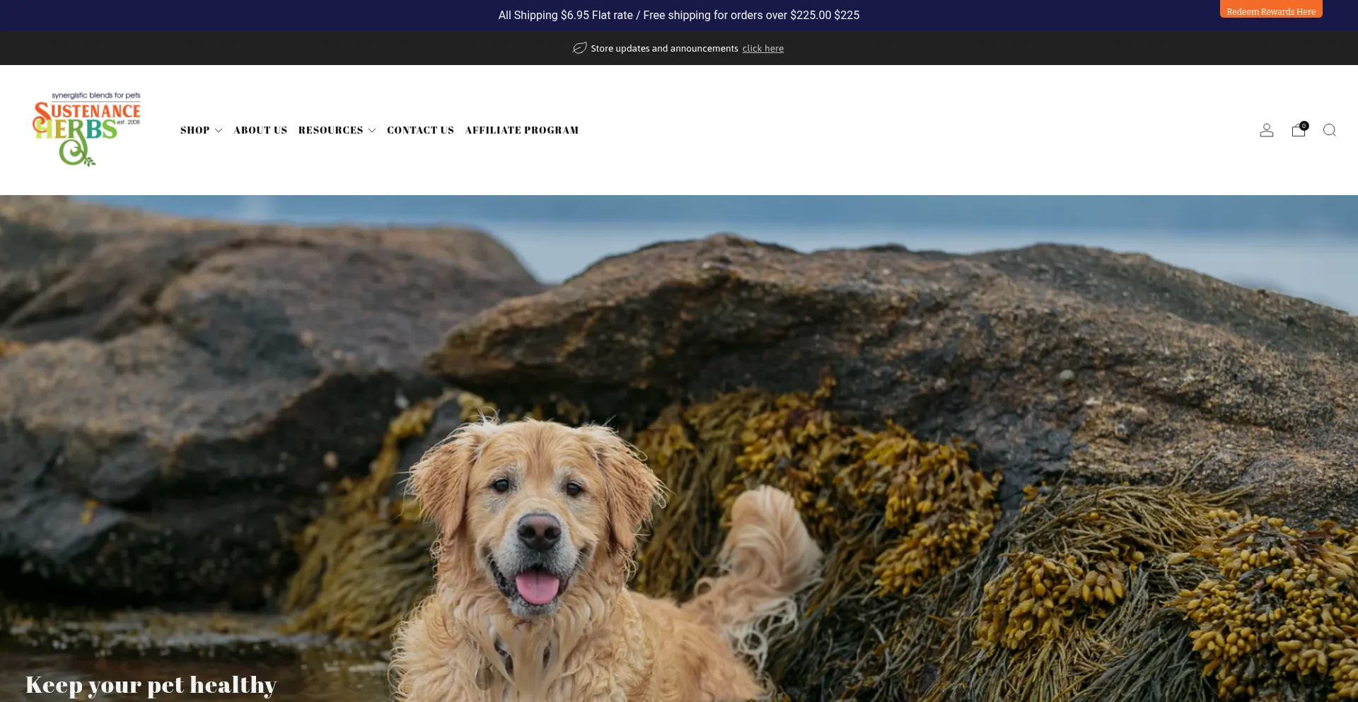 Website screenshot of Sustenanceherbs.com