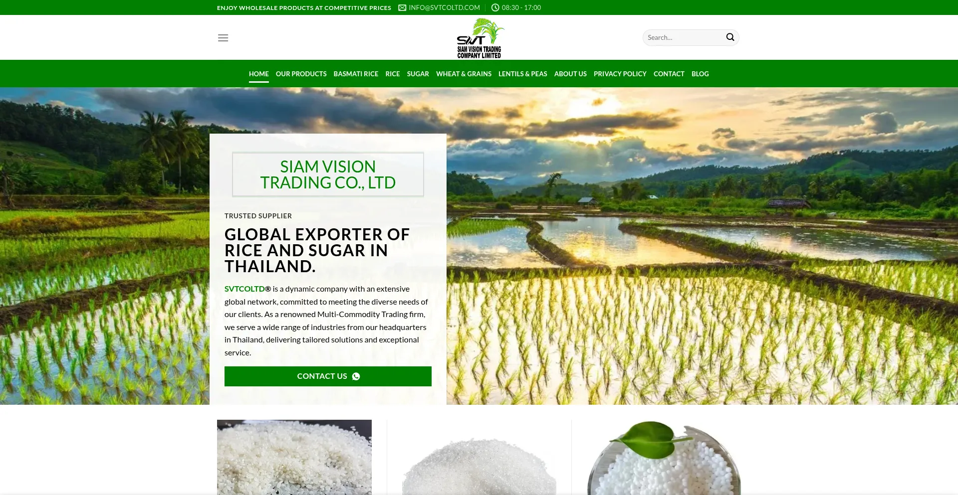 Website screenshot of Svtcoltd.com
