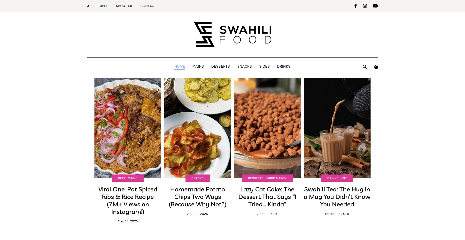 Website screenshot of Swahilifood.com