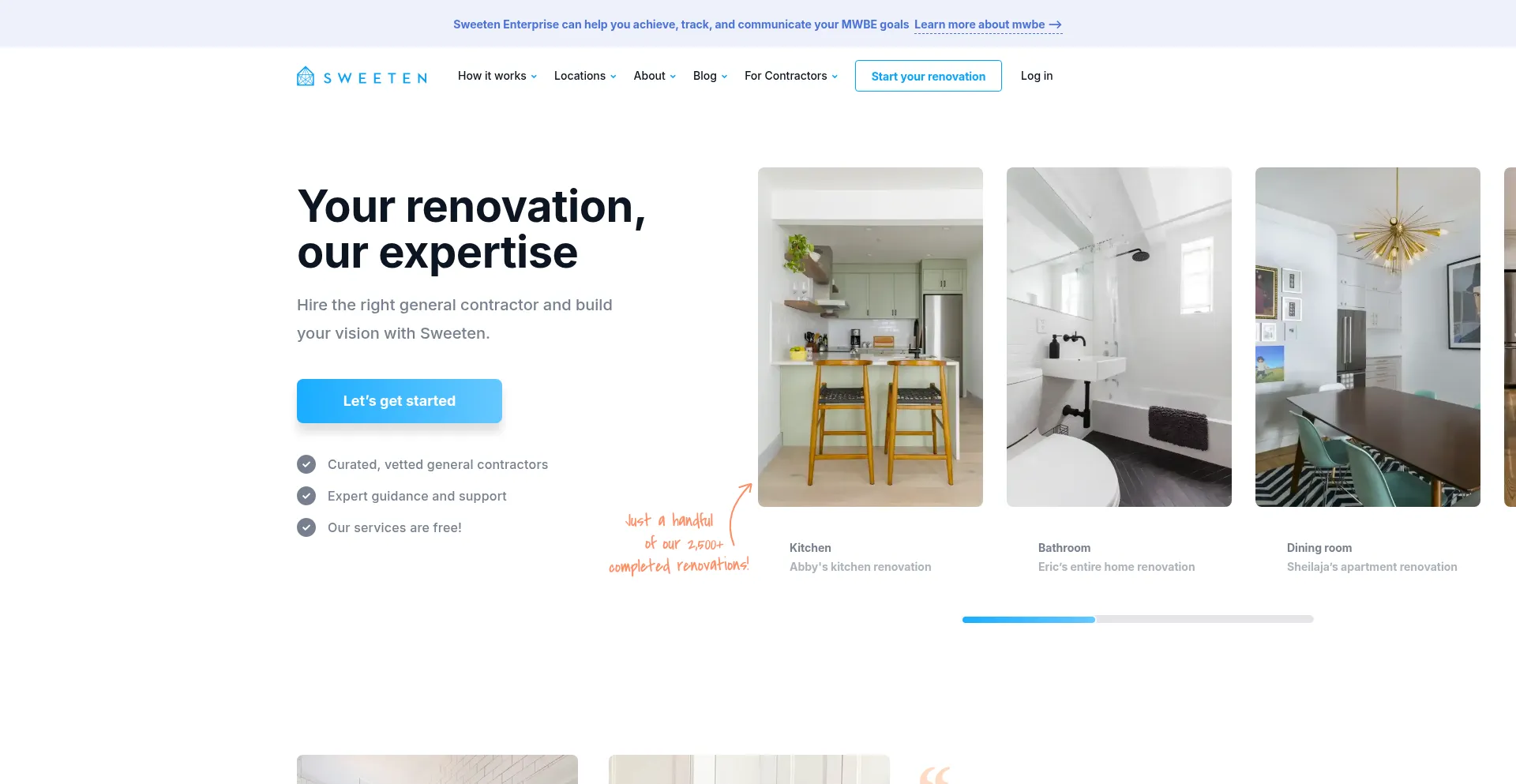 Website screenshot of Sweeten.com