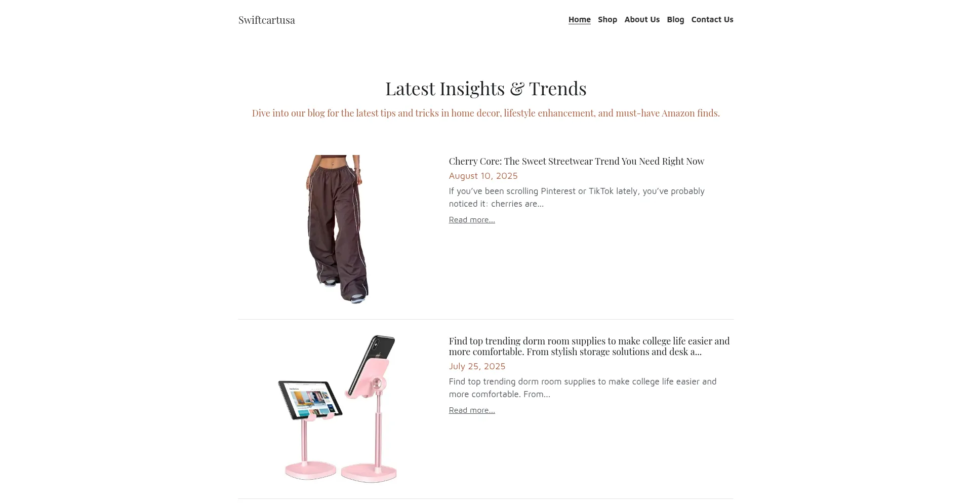 Website screenshot of Swiftcartusa.mystrikingly.com