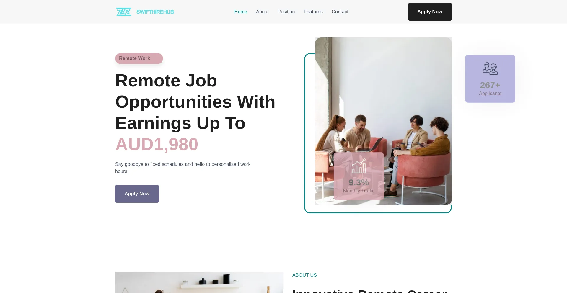 Website screenshot of Swifthirehub.online