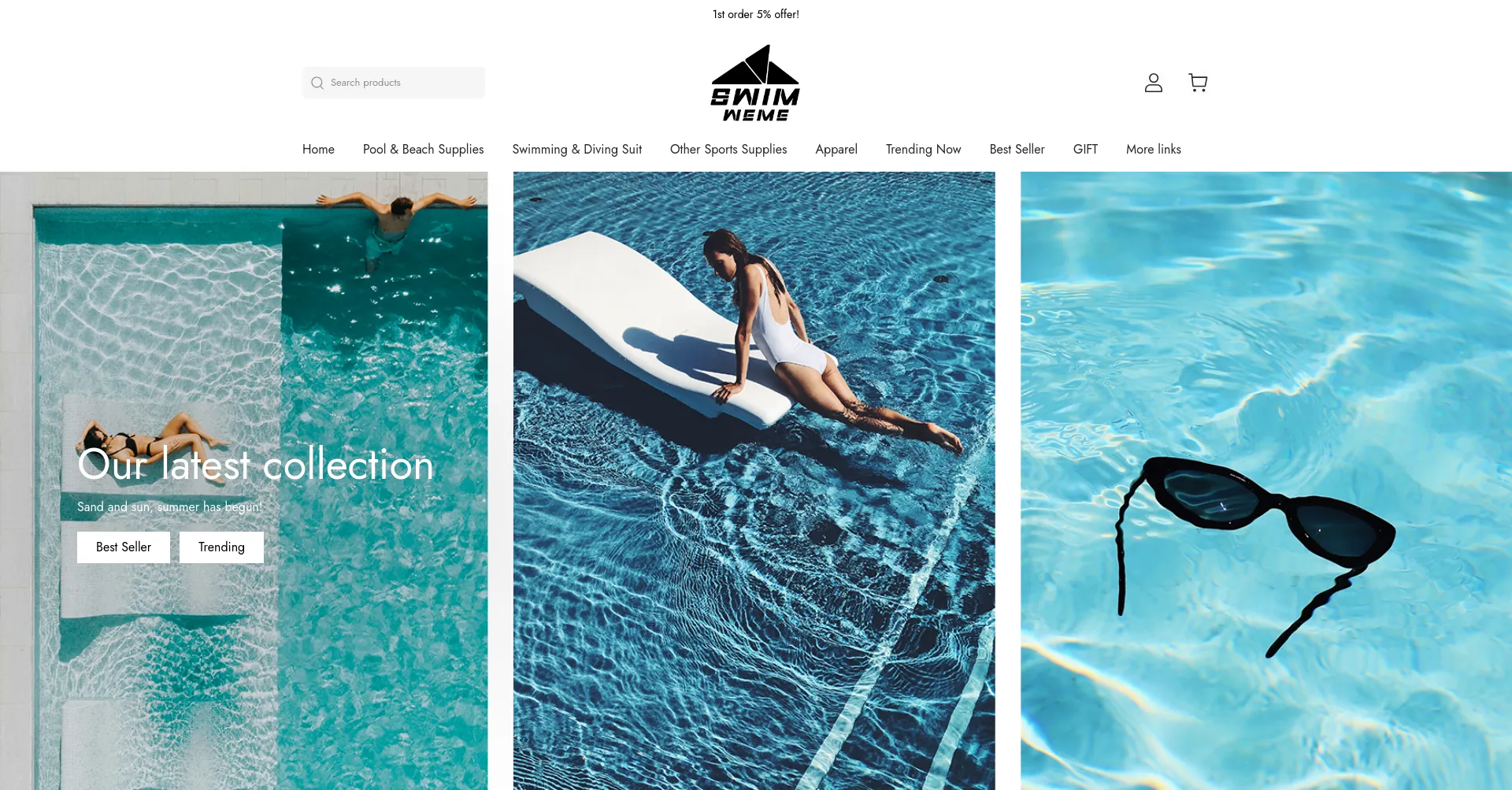 Website screenshot of Swimweme.com