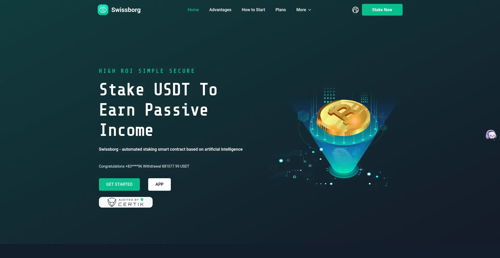 Website screenshot of Swissborgai.com