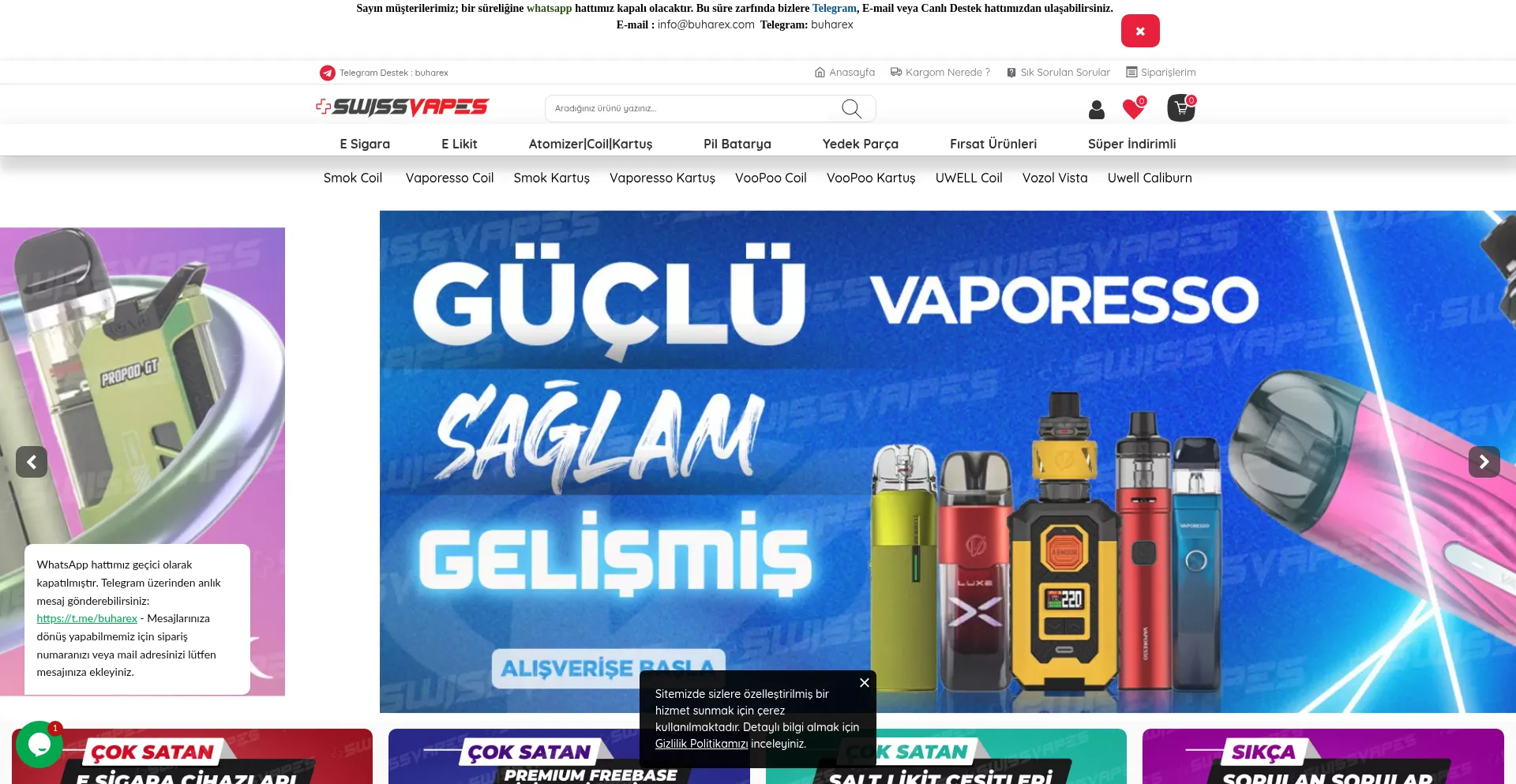 Website screenshot of Swissvape.shop