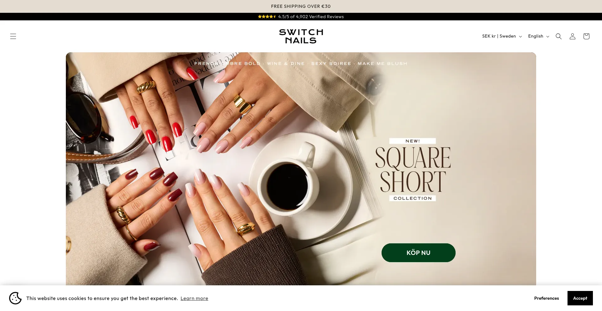 Website screenshot of Switch-nails.com