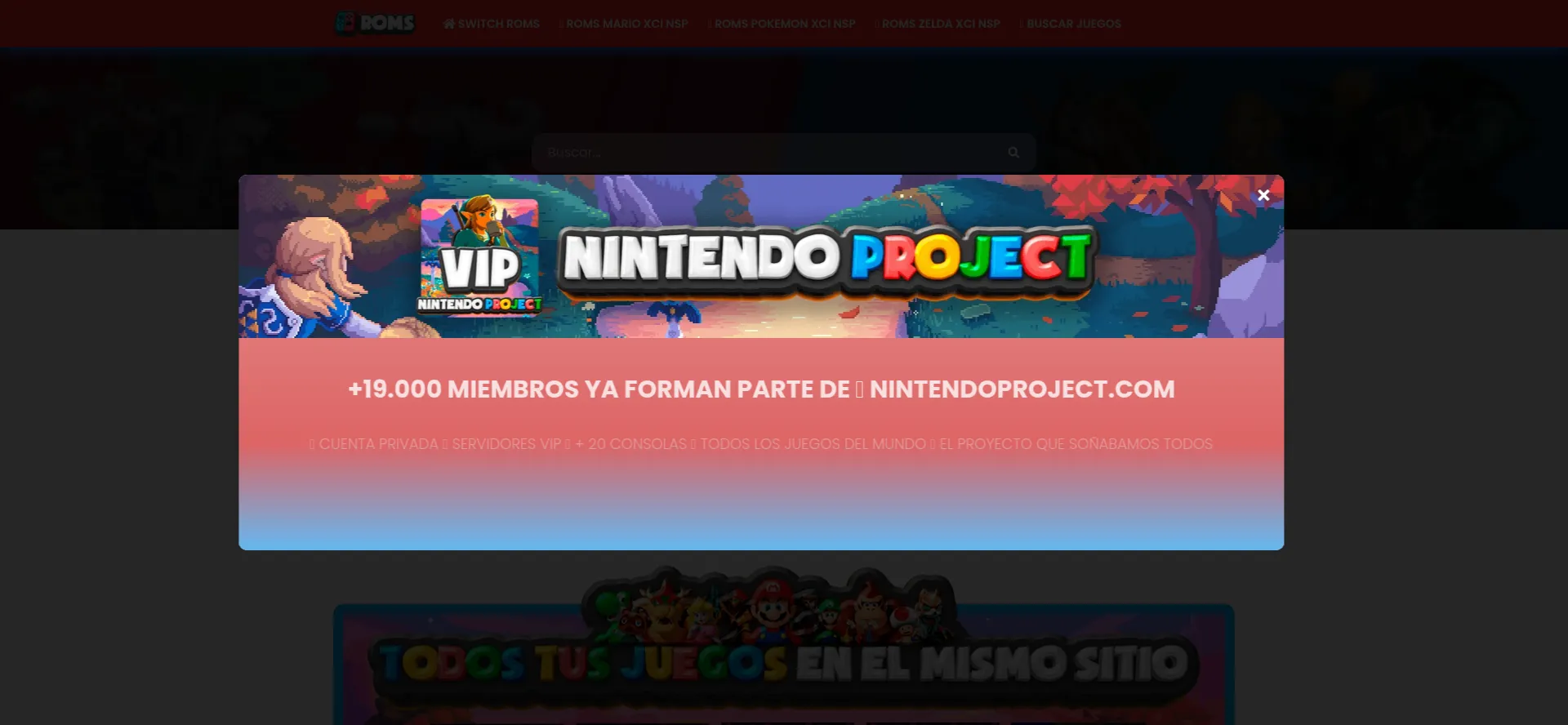 Website screenshot of Switchroms.gg