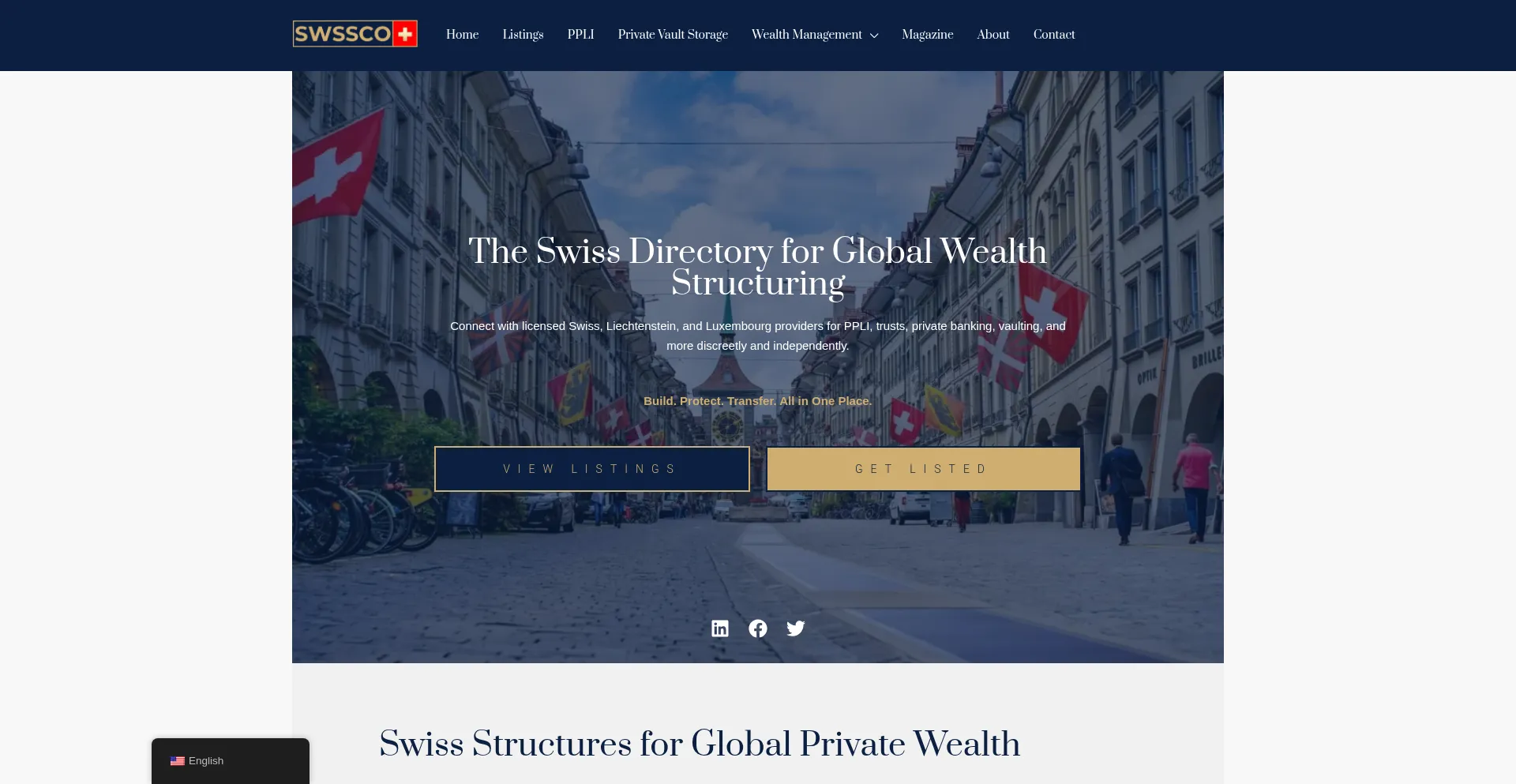 Website screenshot of Swssco.ch