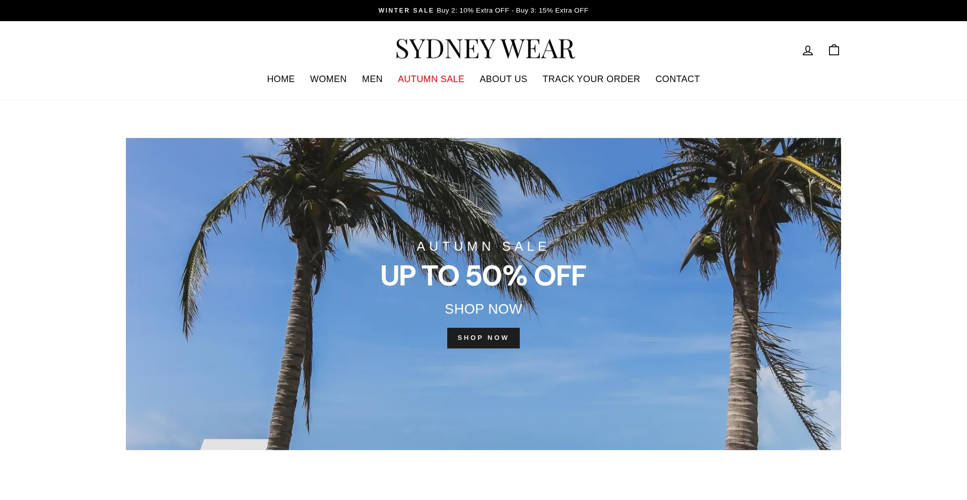 Website screenshot of Sydney-wear.com