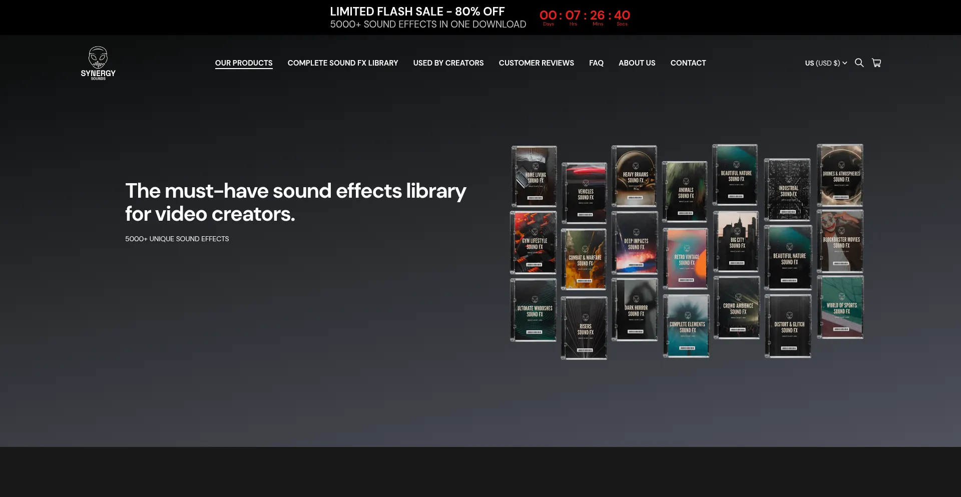 Website screenshot of Synergysounds.store