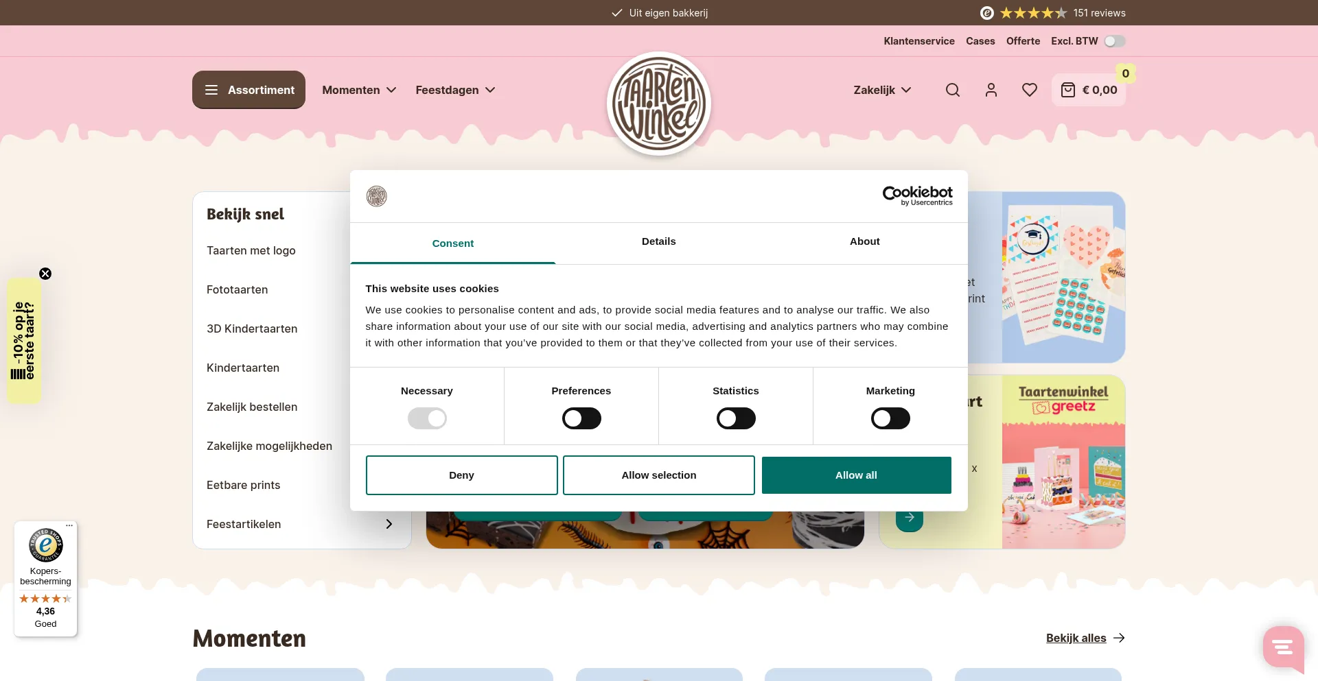Taartenwinkel.nl Screenshot