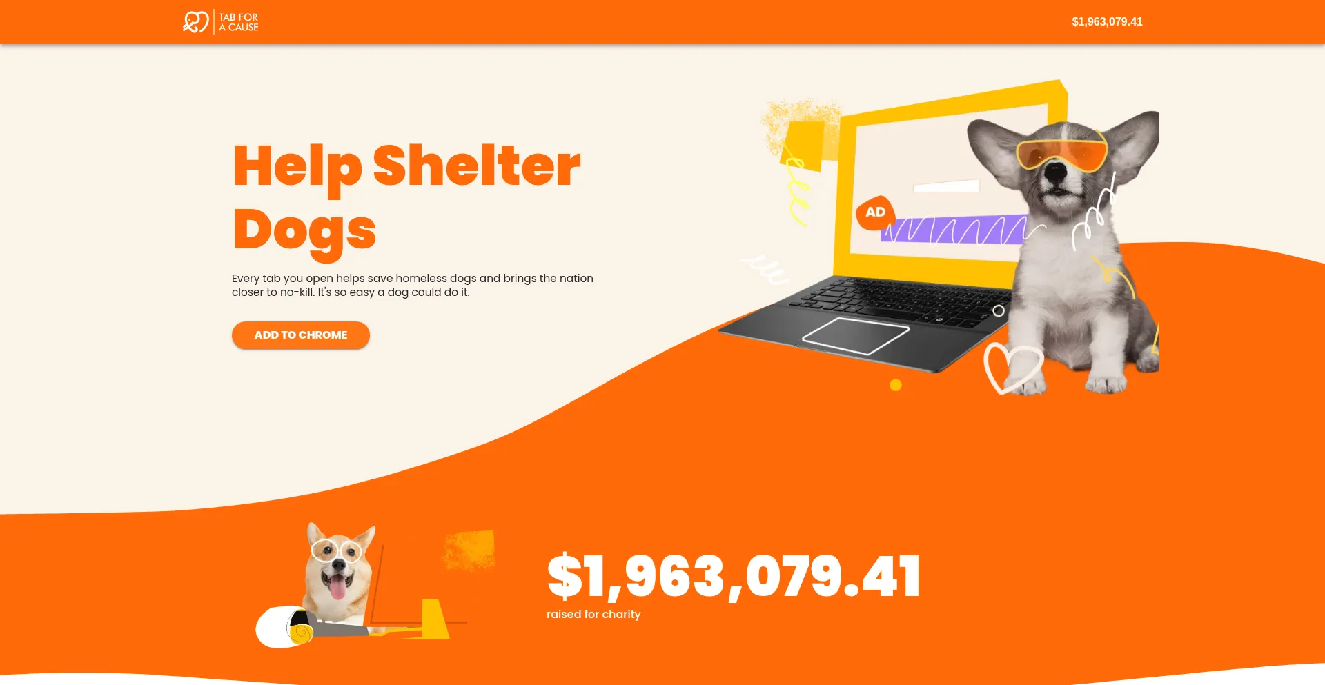 Website screenshot of Tabfordogs.org