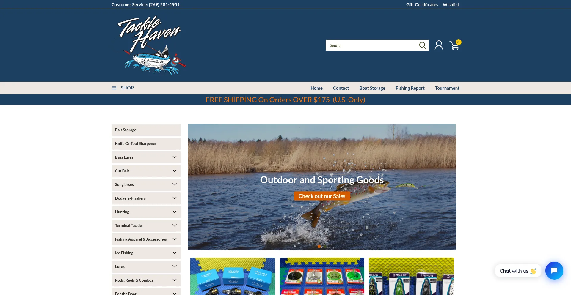 Website screenshot of Tacklehaven.com
