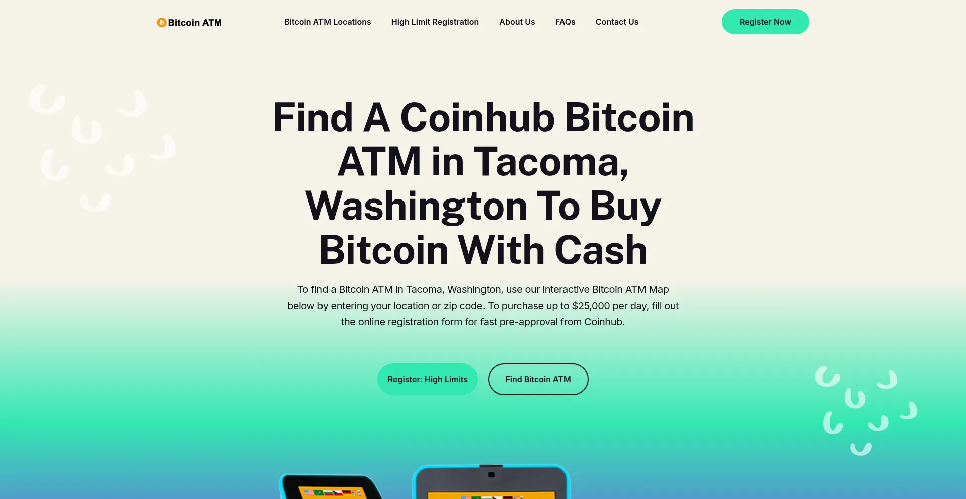 Website screenshot of Tacomabitcoinatm.com