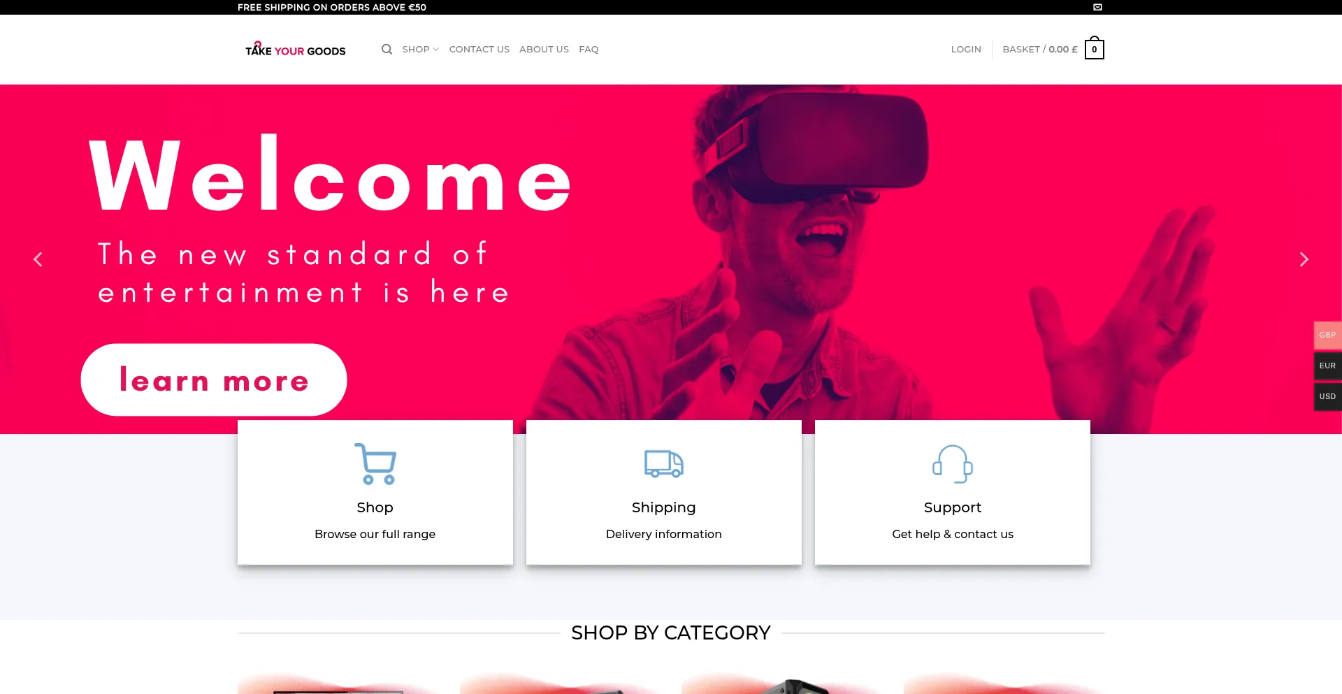 Website screenshot of Takeyourgoods.co.uk