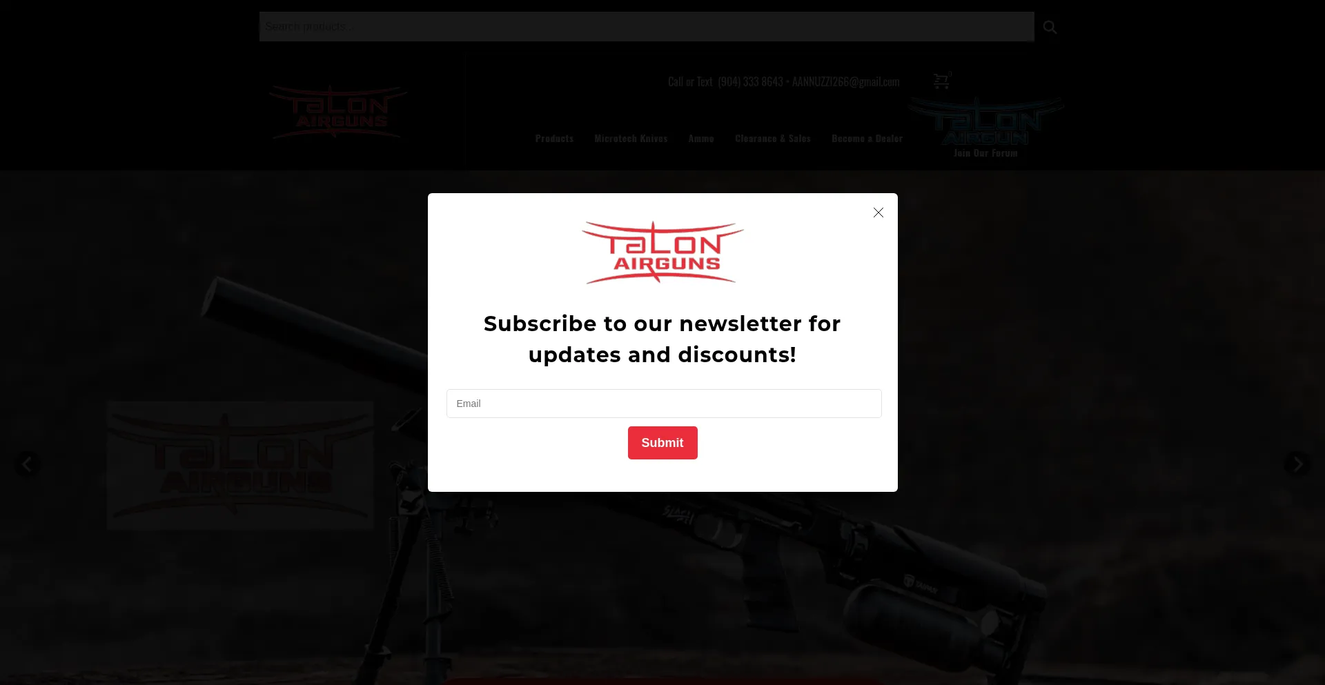 Website screenshot of Talonairguns.com