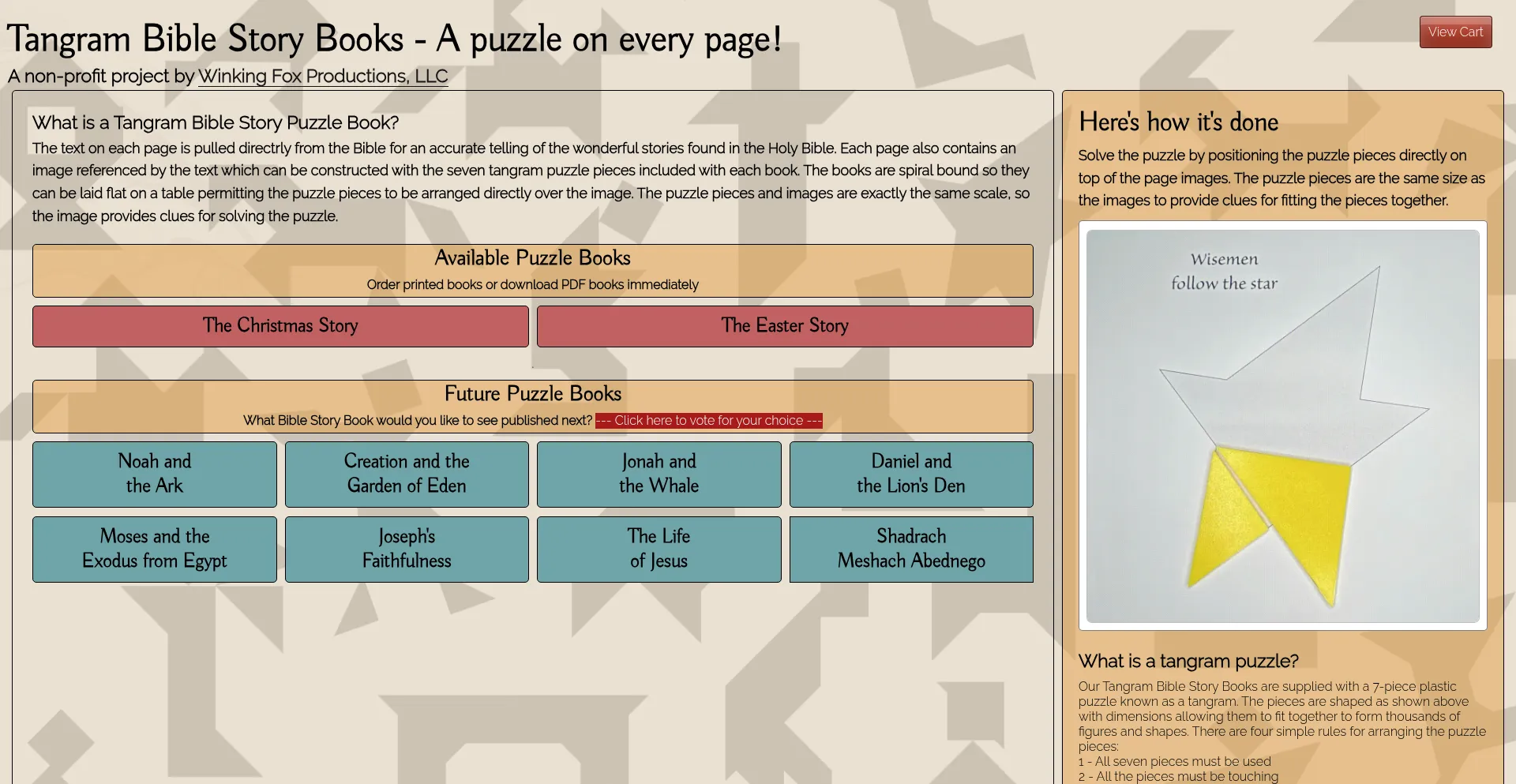 Website screenshot of Tangrambiblestories.com