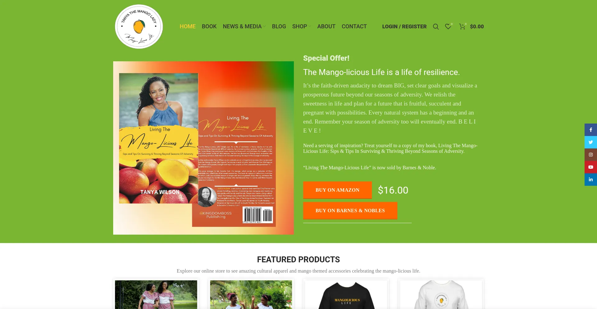 Website screenshot of Tanyathemangolady.com
