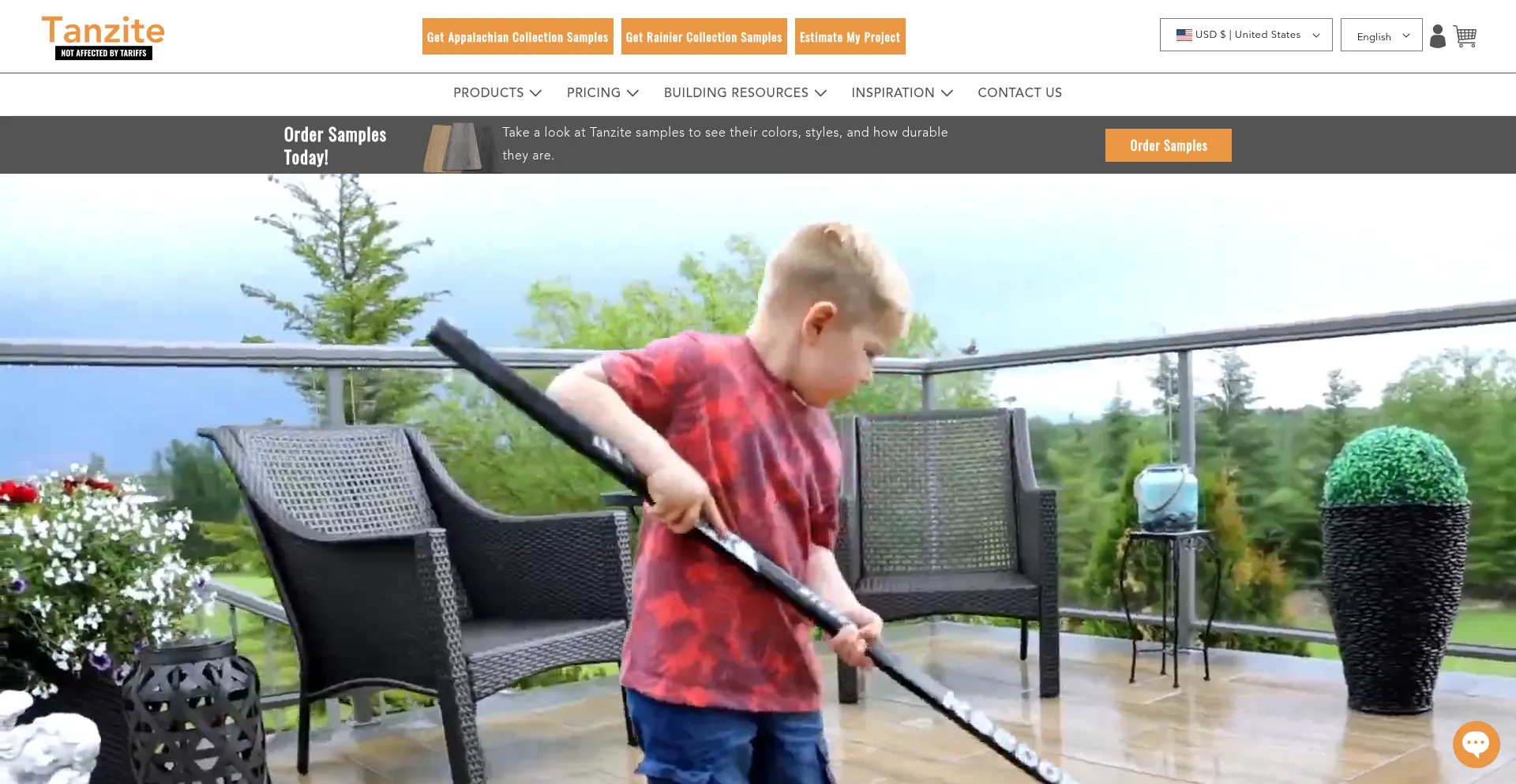 Website screenshot of Tanzite.ca