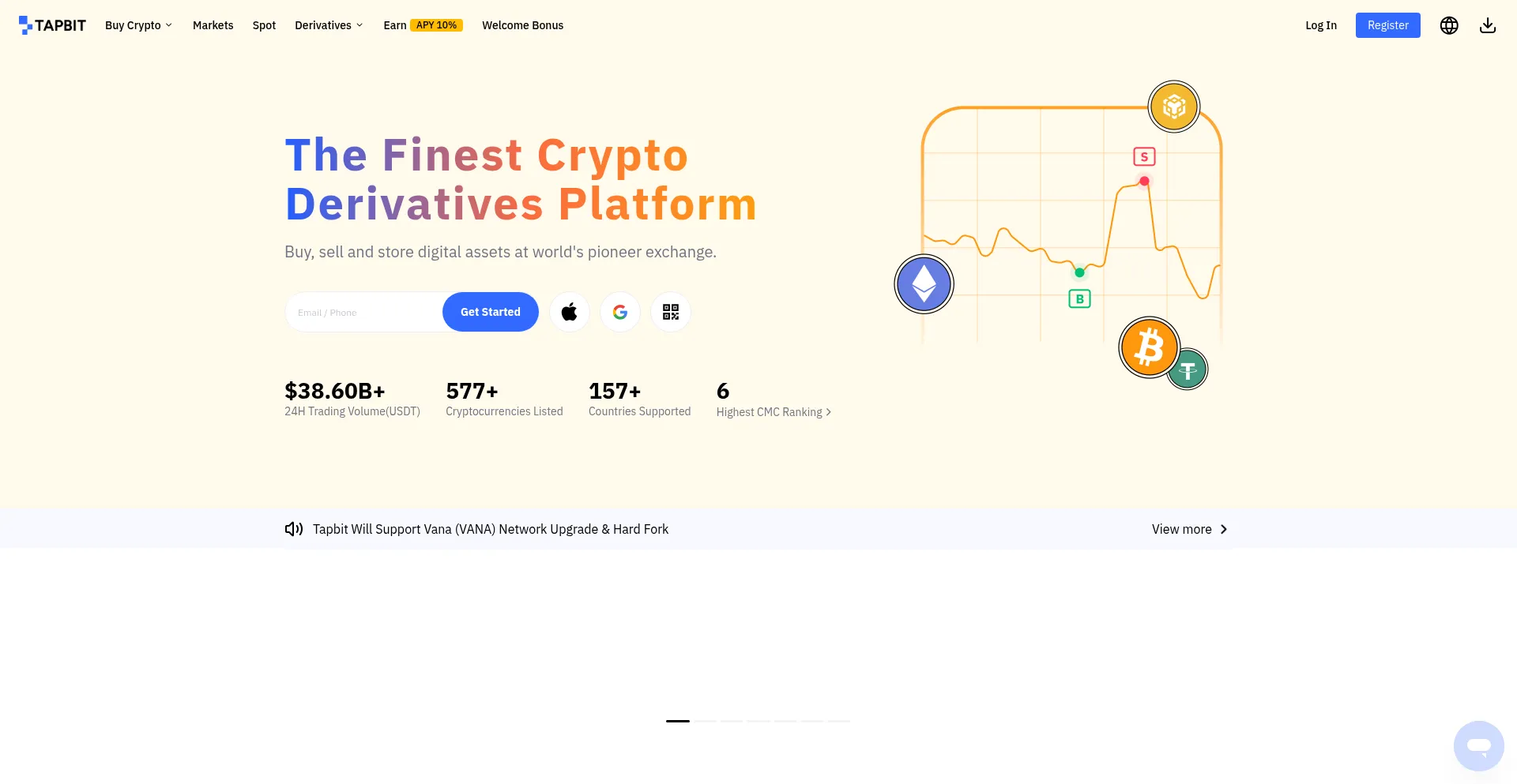Website screenshot of Tapbit.com