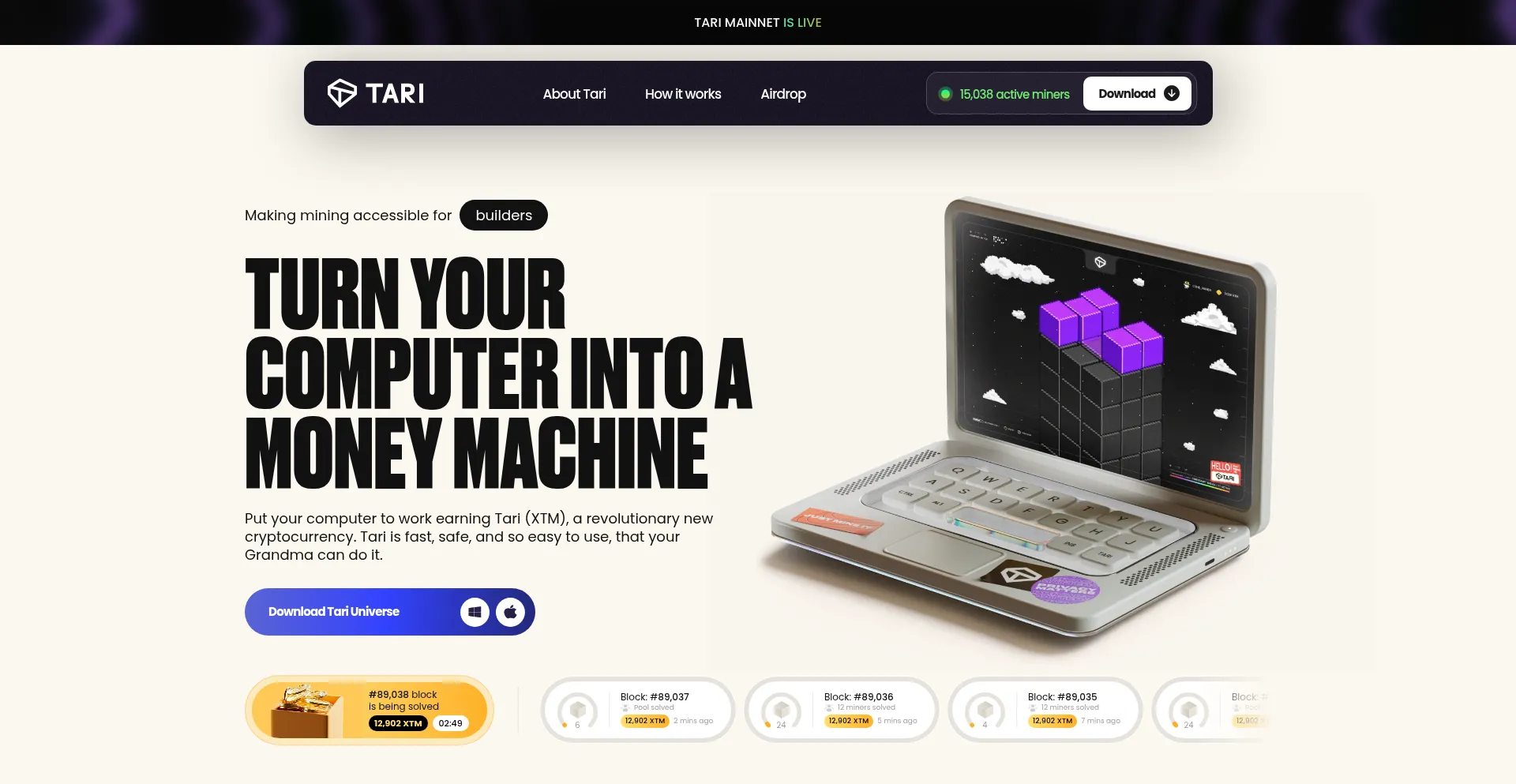 Website screenshot of Tari.com