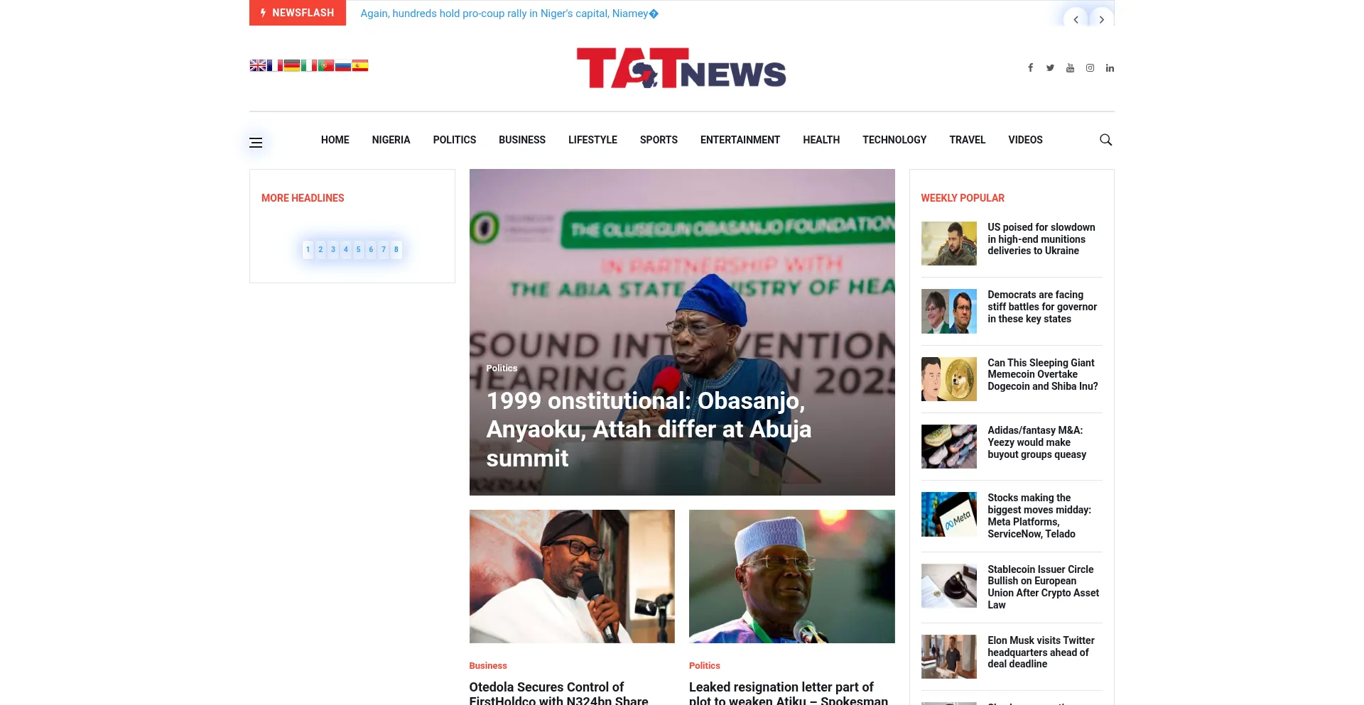 Website screenshot of Tat.live