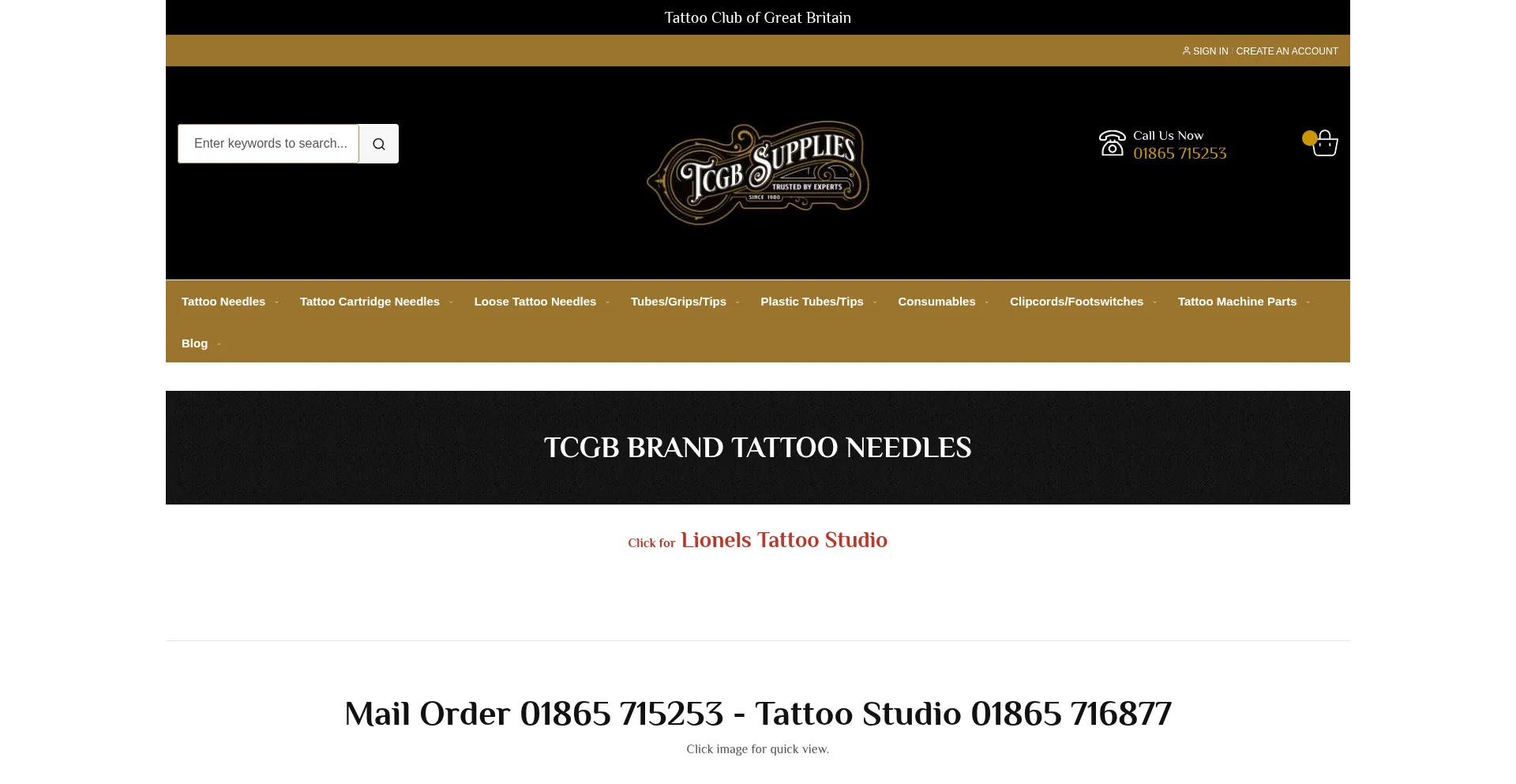 Website screenshot of Tattoo.co.uk