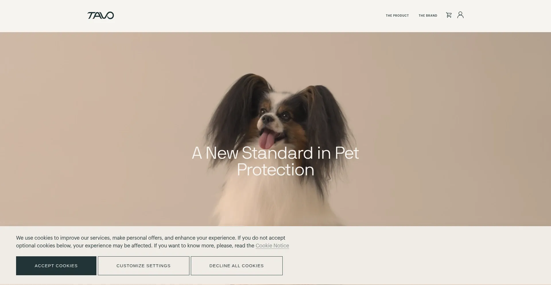 Website screenshot of Tavopets.com