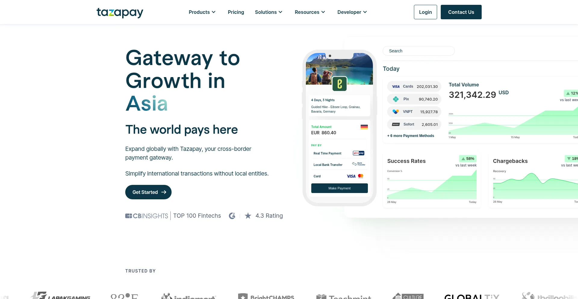 Website screenshot of Tazapay.com