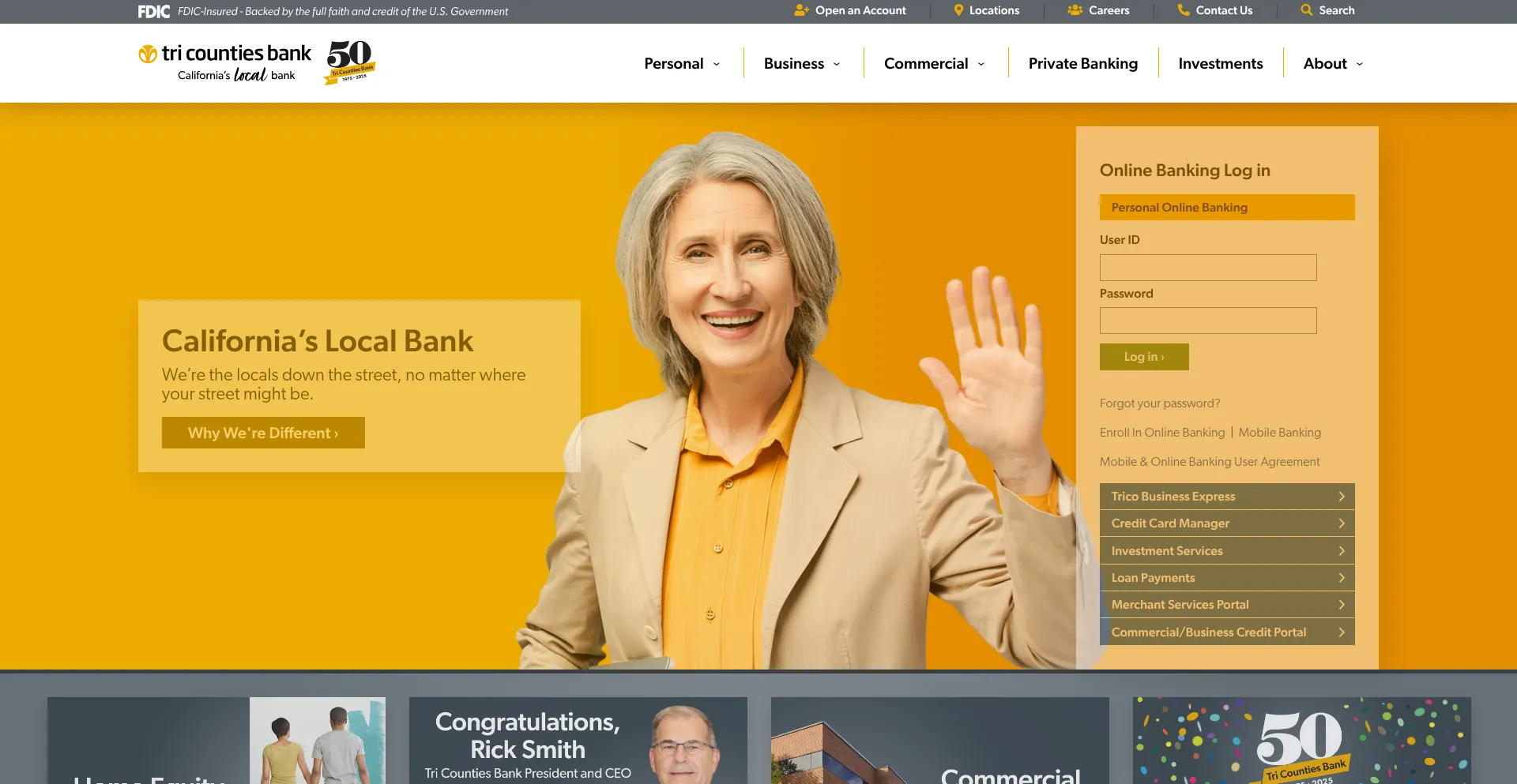 Website screenshot of Tcbk.com