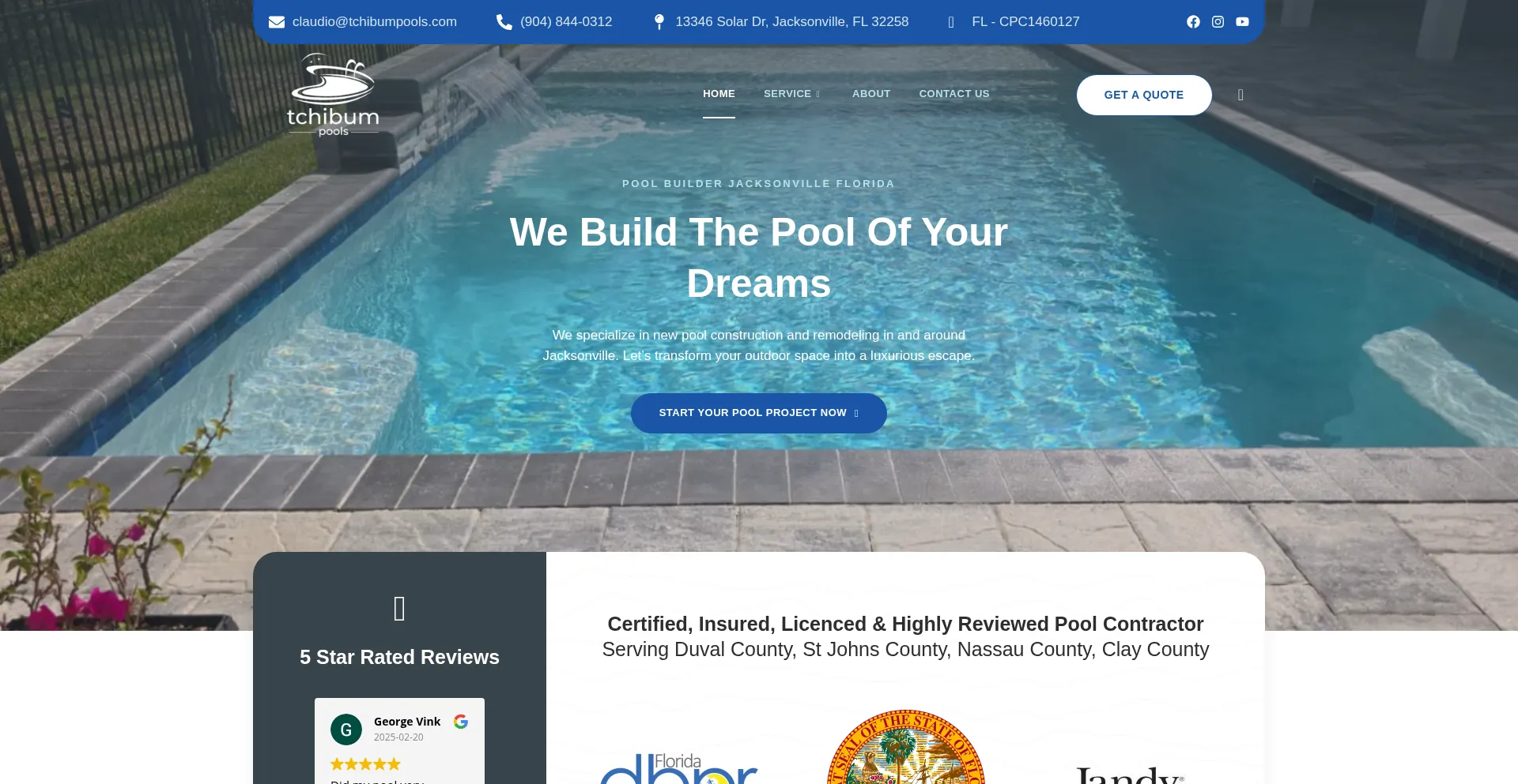 Website screenshot of Tchibumpools.com