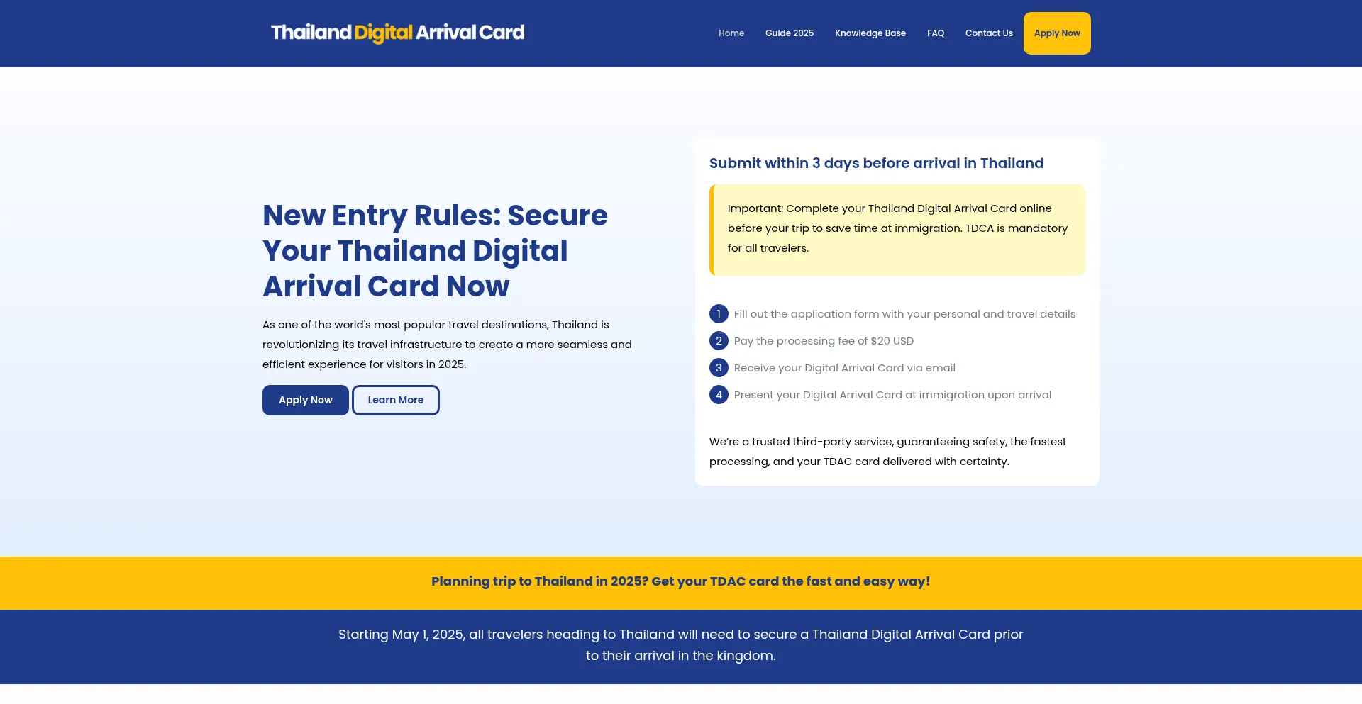 Website screenshot of Tdac.info