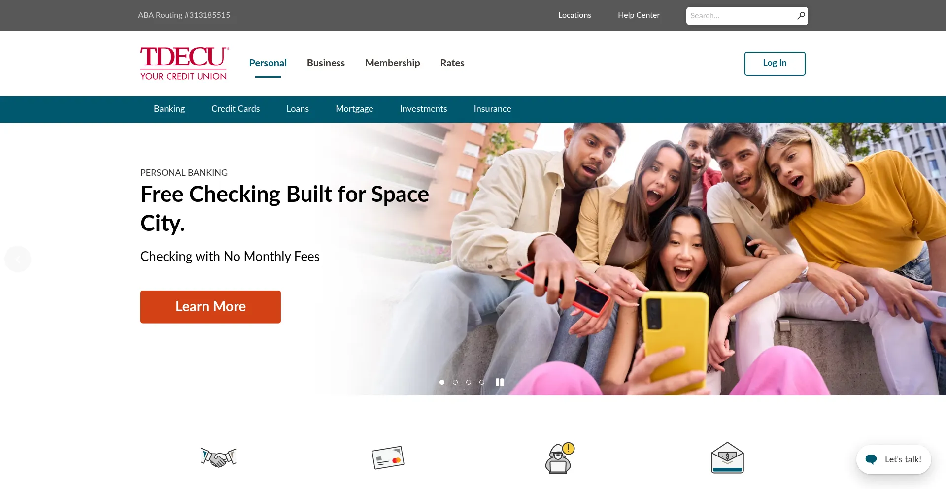 Website screenshot of Tdecu.org