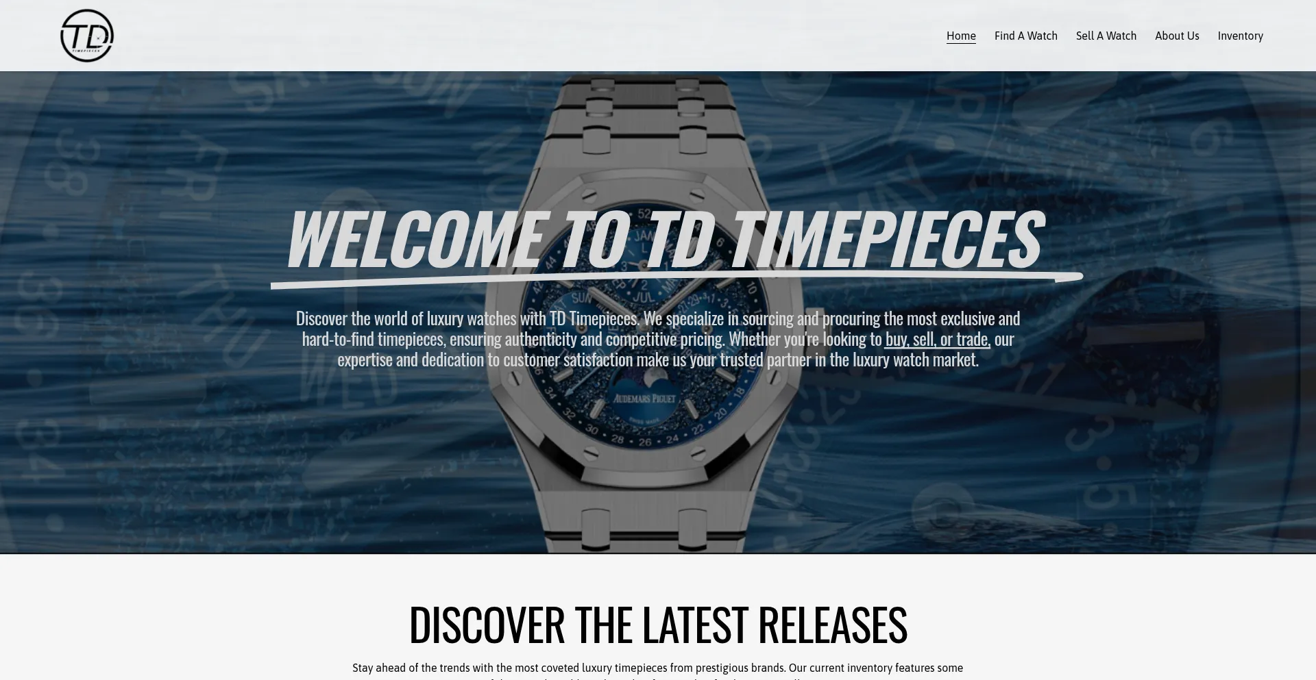 Website screenshot of Tdtimepieces.com