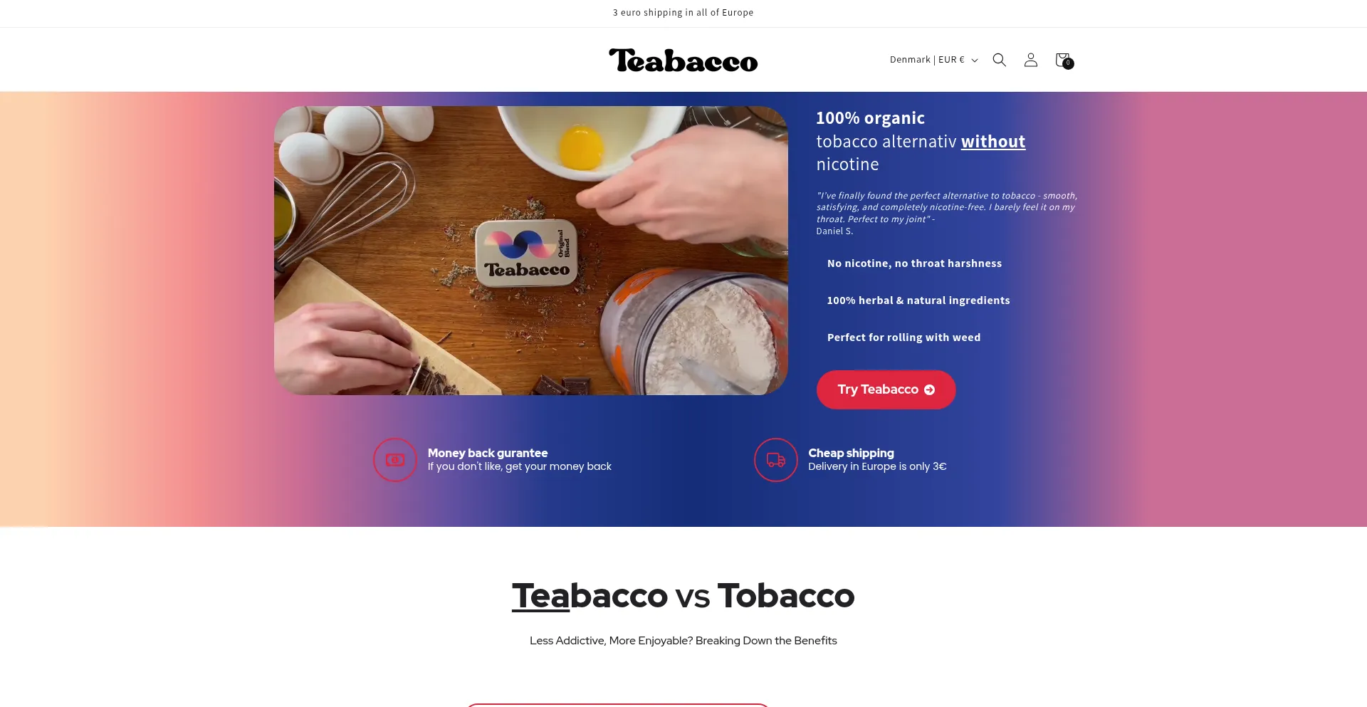 Website screenshot of Teabacco.store