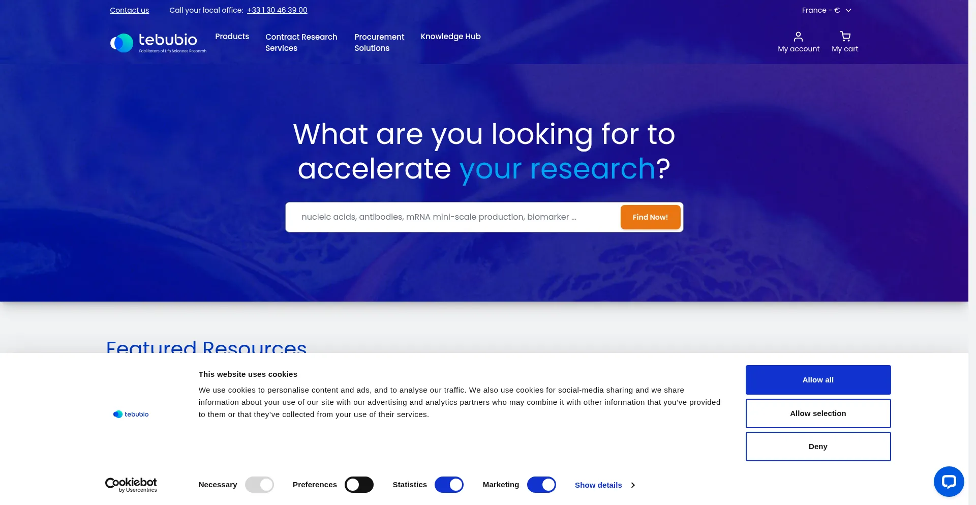 Website screenshot of Tebubio.com